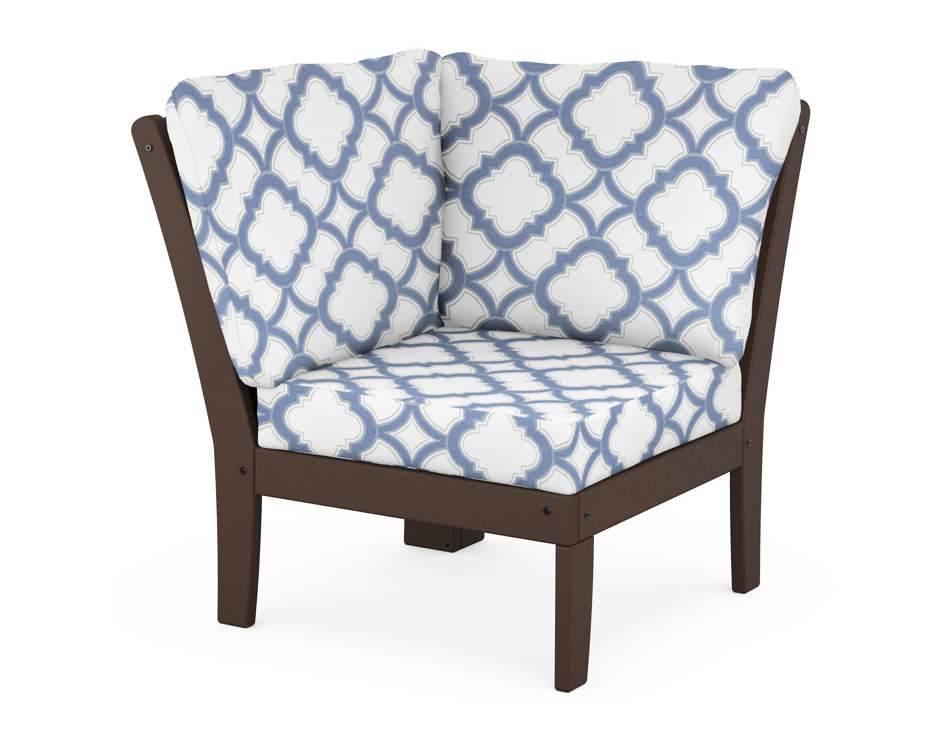 Yacht Club Modular Corner Chair in Vintage Lantern / Trellis Sky Blue
