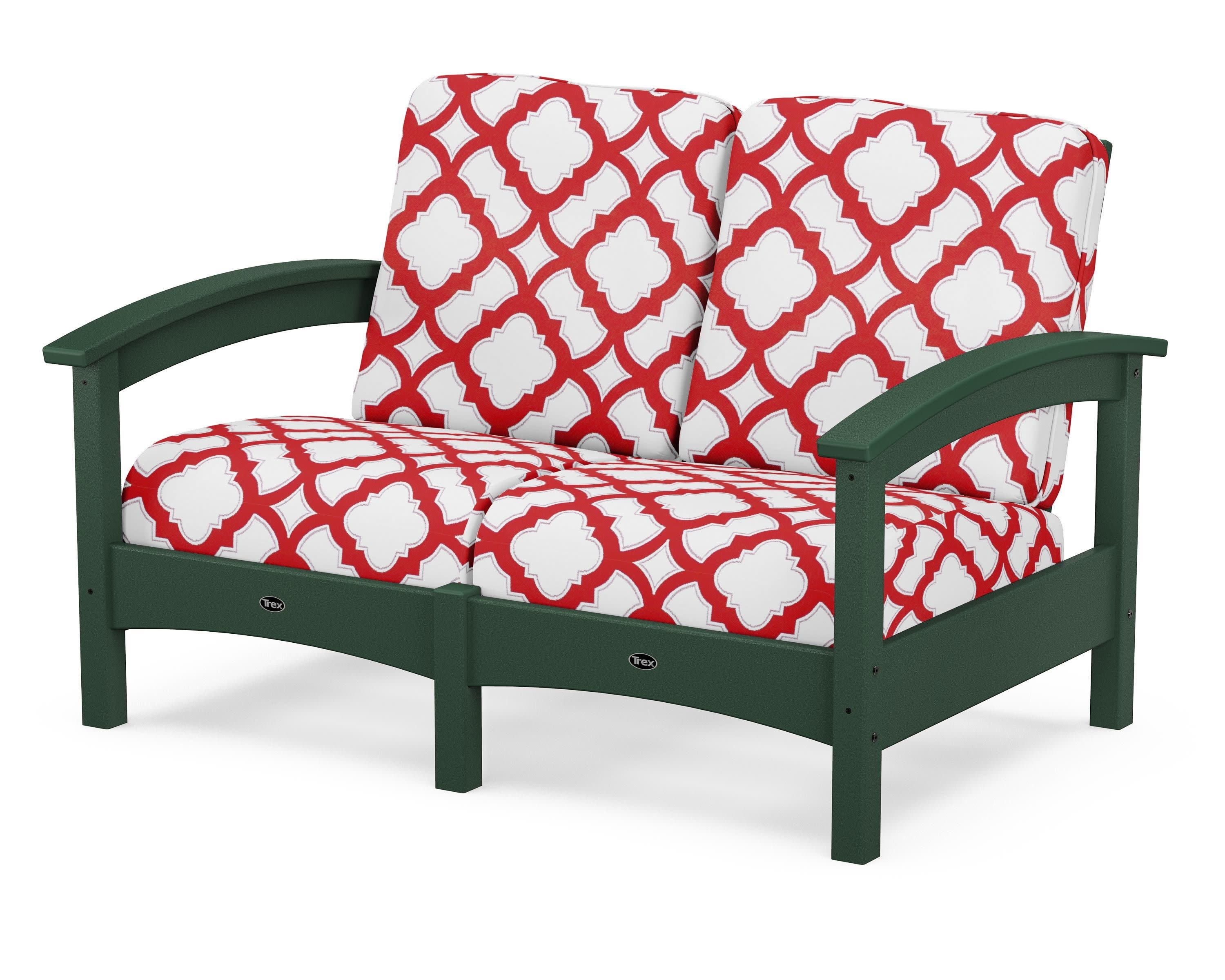 Rockport Club Loveseat in Rainforest Canopy / Trellis Crimson
