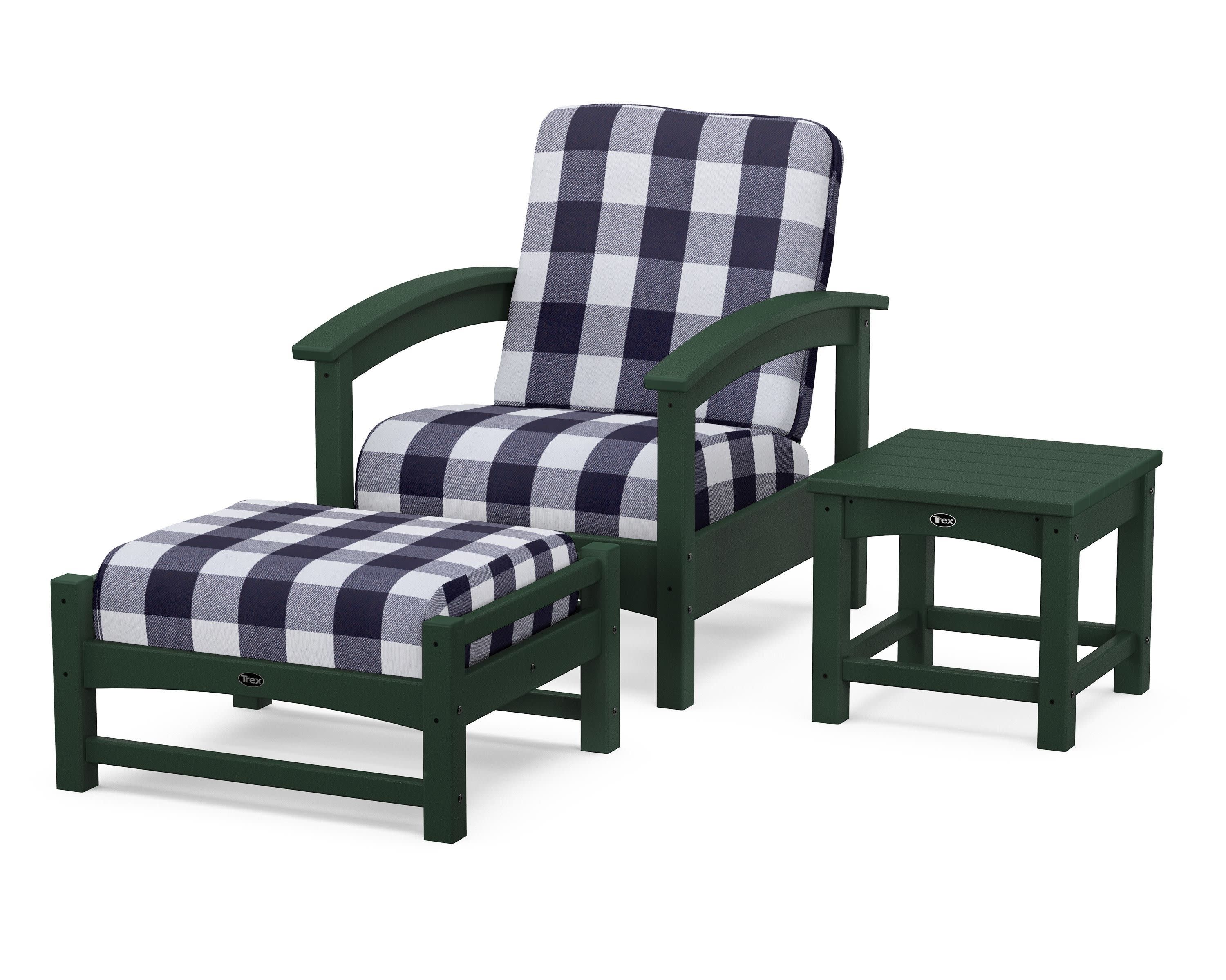 Rockport 3-Piece Deep Seating Set in Rainforest Canopy / Buffalo Plaid Navy