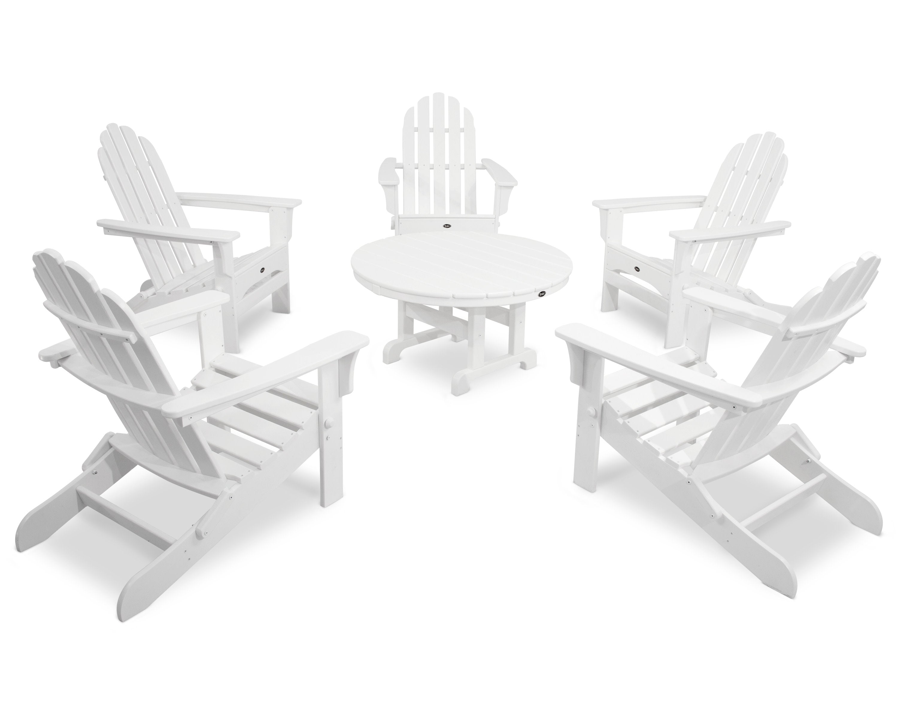 Cape Cod 6-Piece Folding Adirondack Conversation Set in Classic White