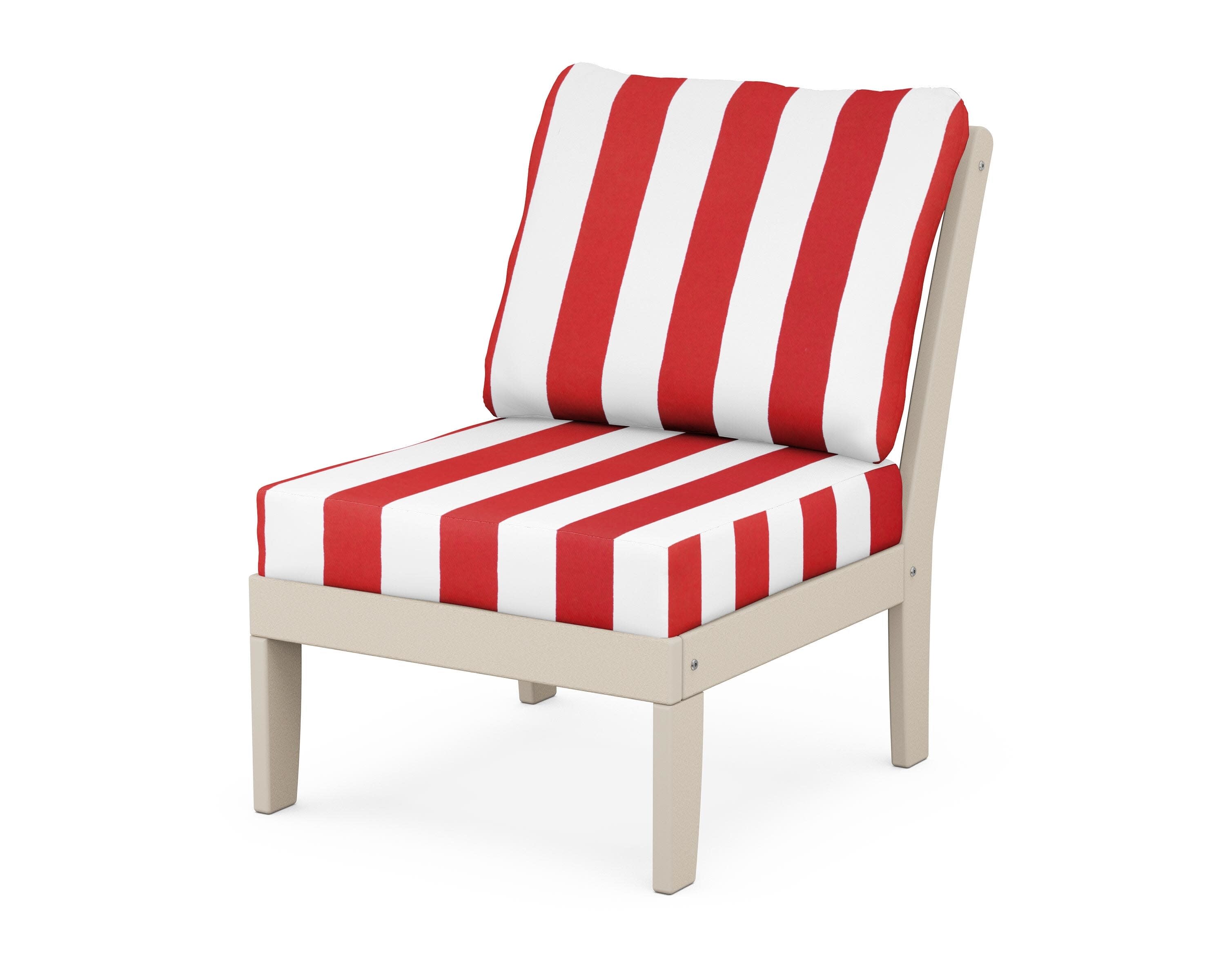 Yacht Club Modular Armless Chair in Sand Castle / Cabana Stripe Crimson
