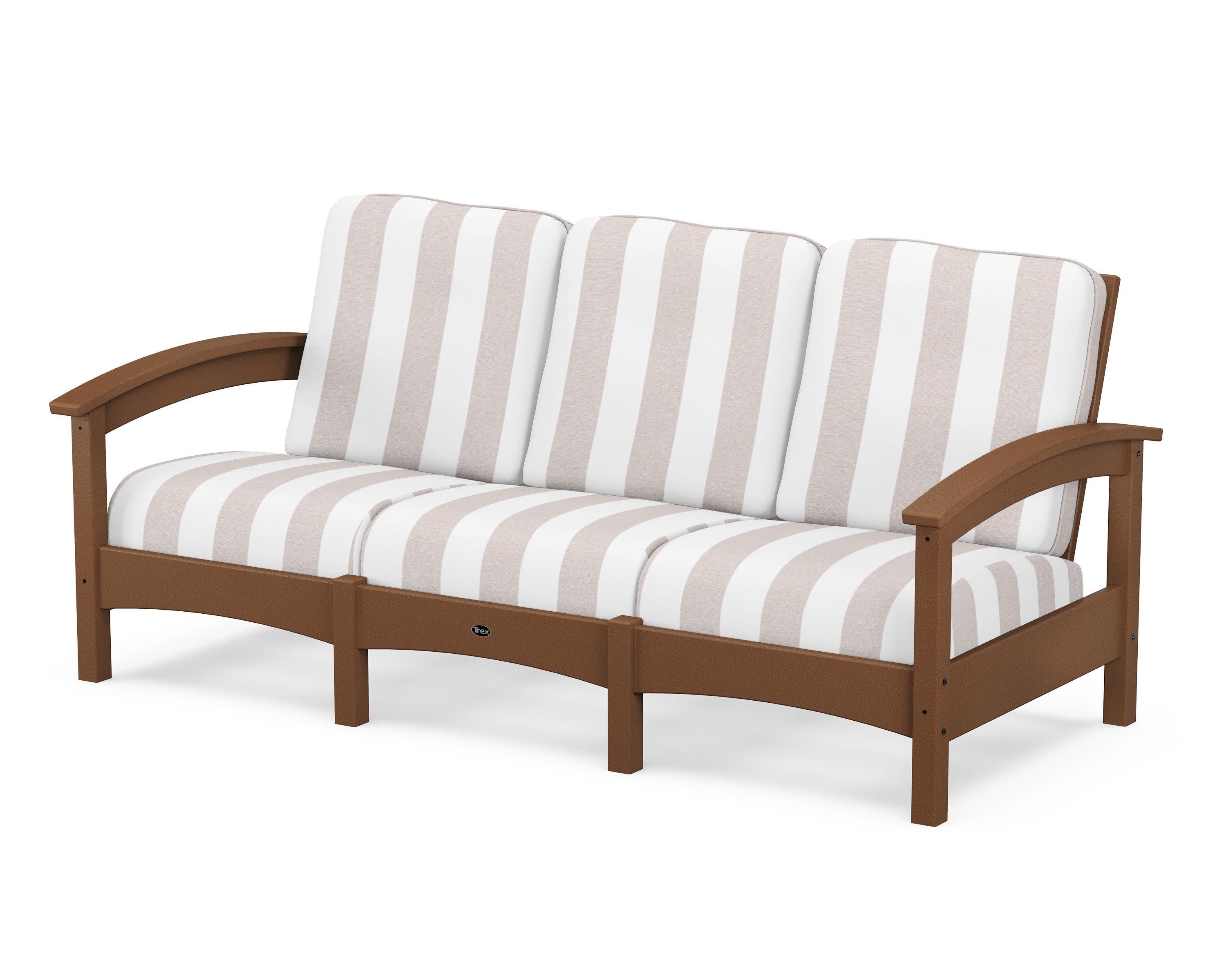 Rockport Club Sofa in Tree House / Cabana Stripe Dune Burlap