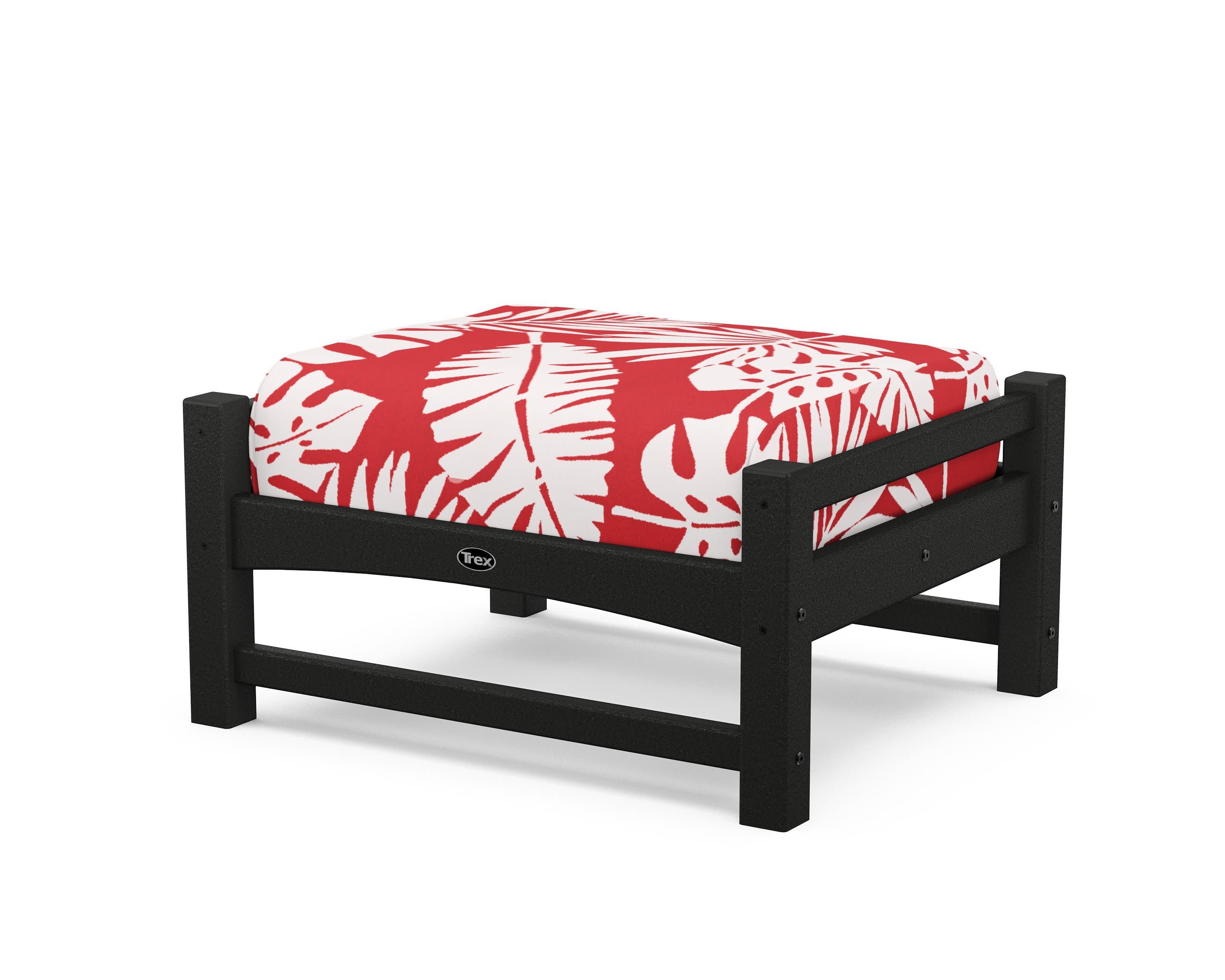 Rockport Club Ottoman in Charcoal Black / Leaf Crimson