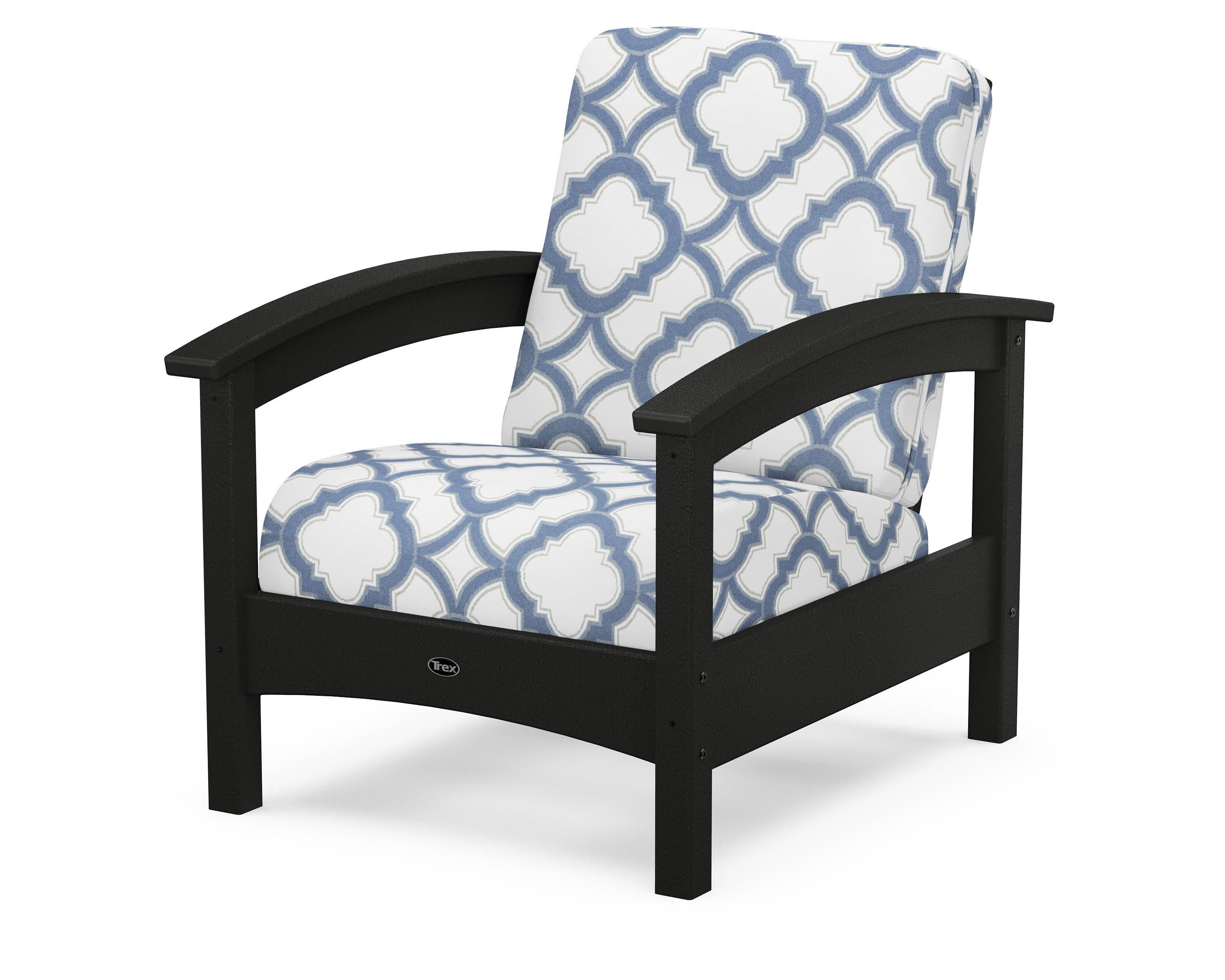 Rockport Club Chair in Charcoal Black / Trellis Sky Blue