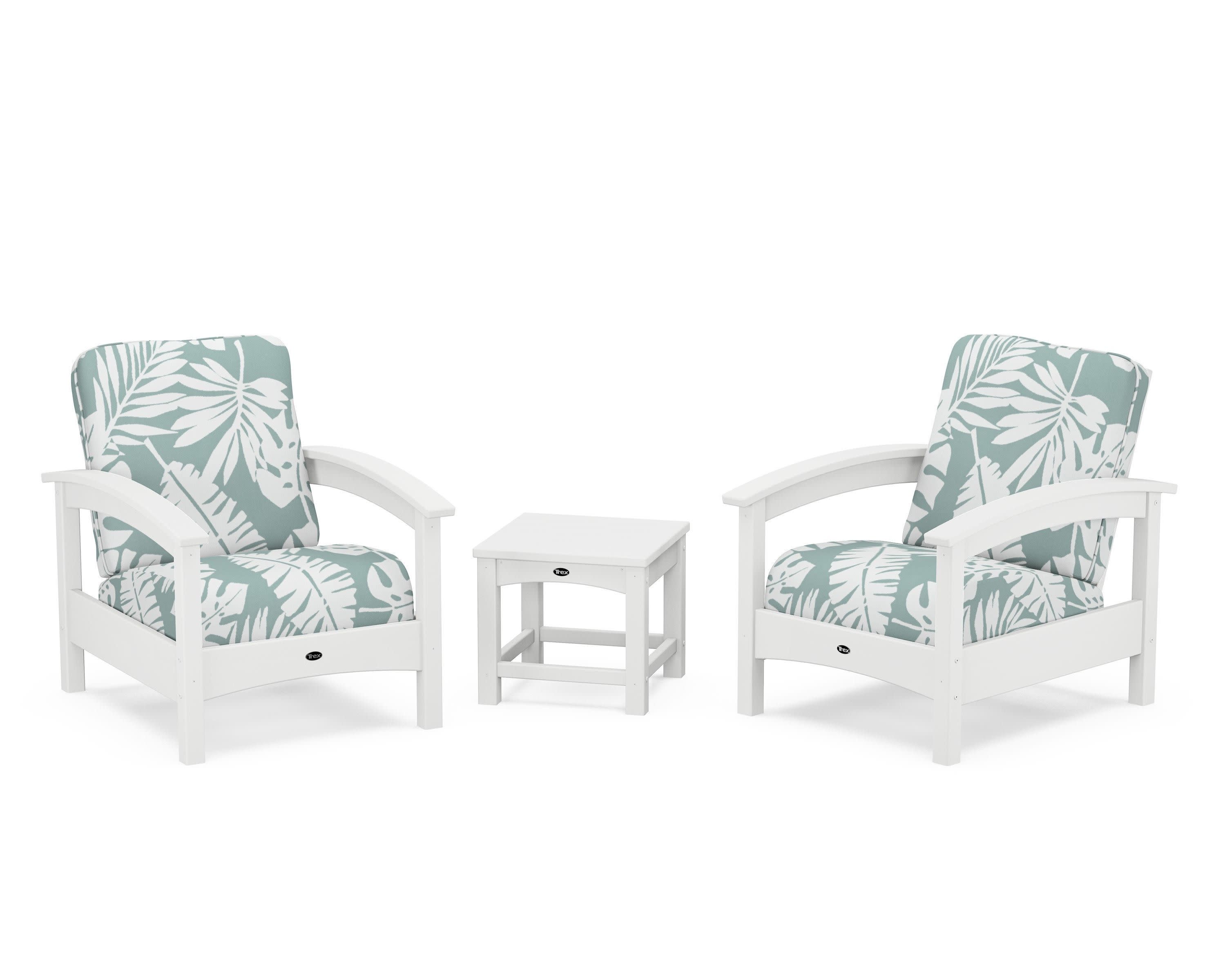 Rockport Club 3-Piece Deep Seating Conversation Set in Classic White / Leaf Glacier Spa