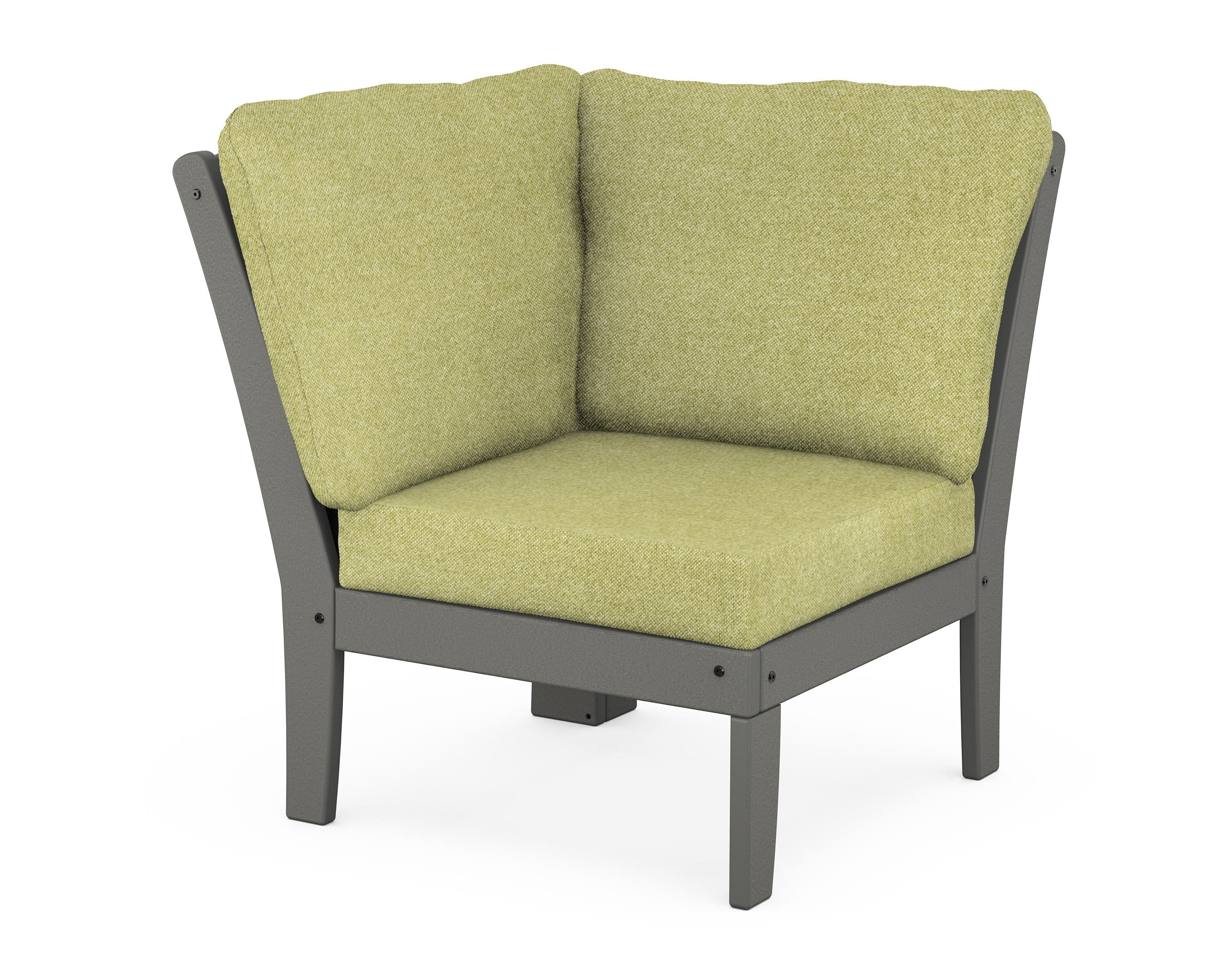 Yacht Club Modular Corner Chair in Stepping Stone / Chartreuse Boucle