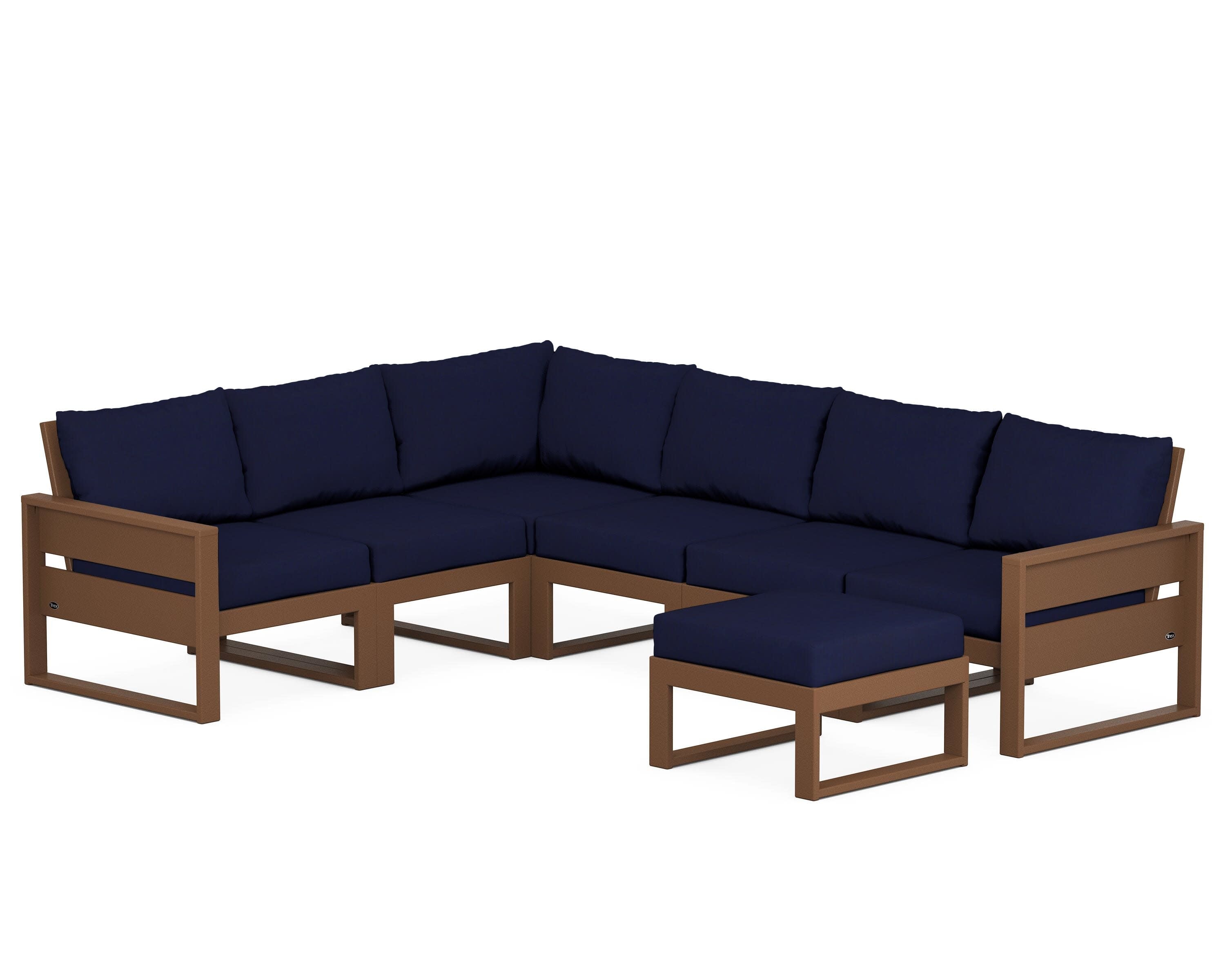 Eastport 6-Piece Sectional with Ottoman in Tree House / Navy
