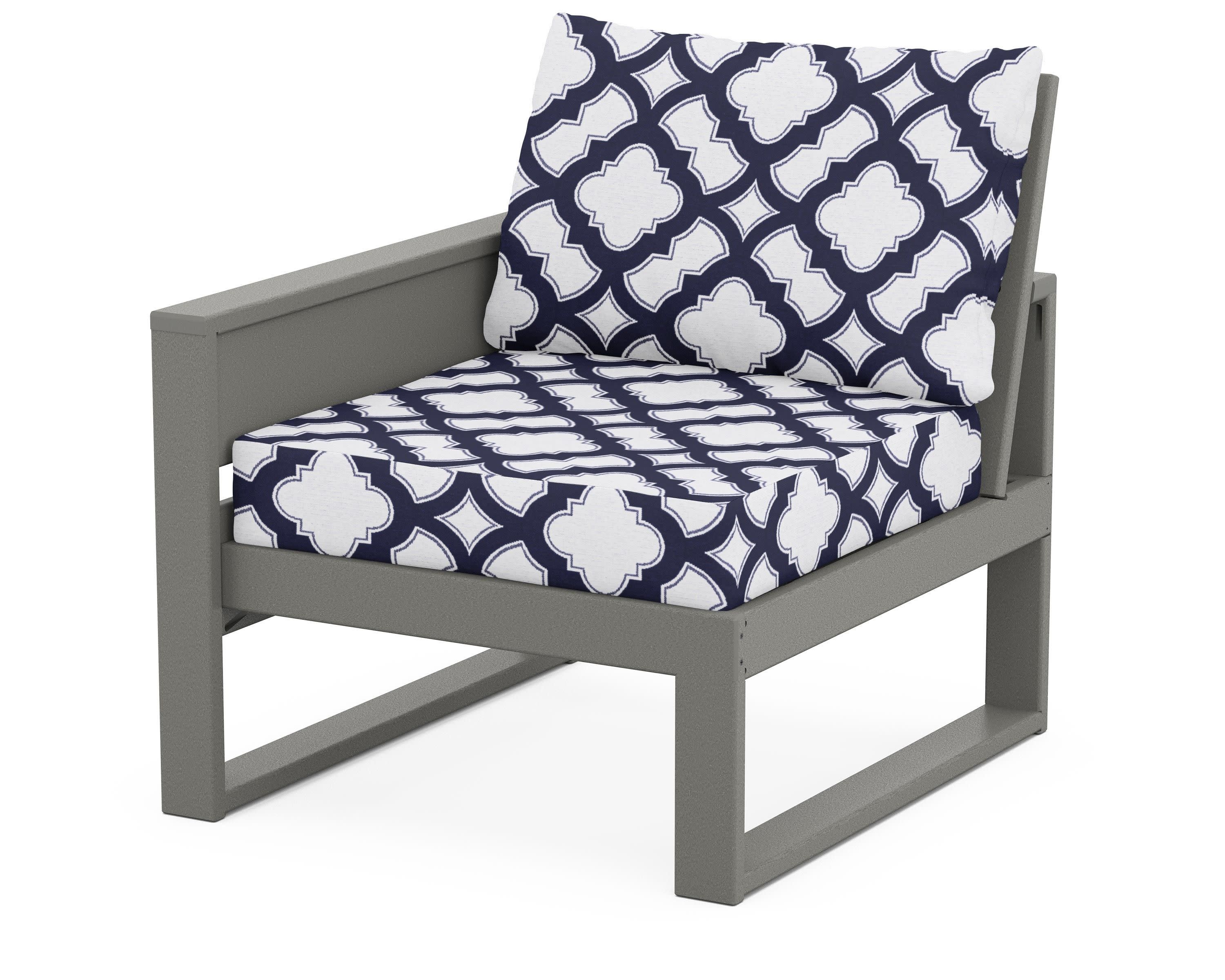 Eastport Modular Left Arm Chair in Stepping Stone / Trellis Navy