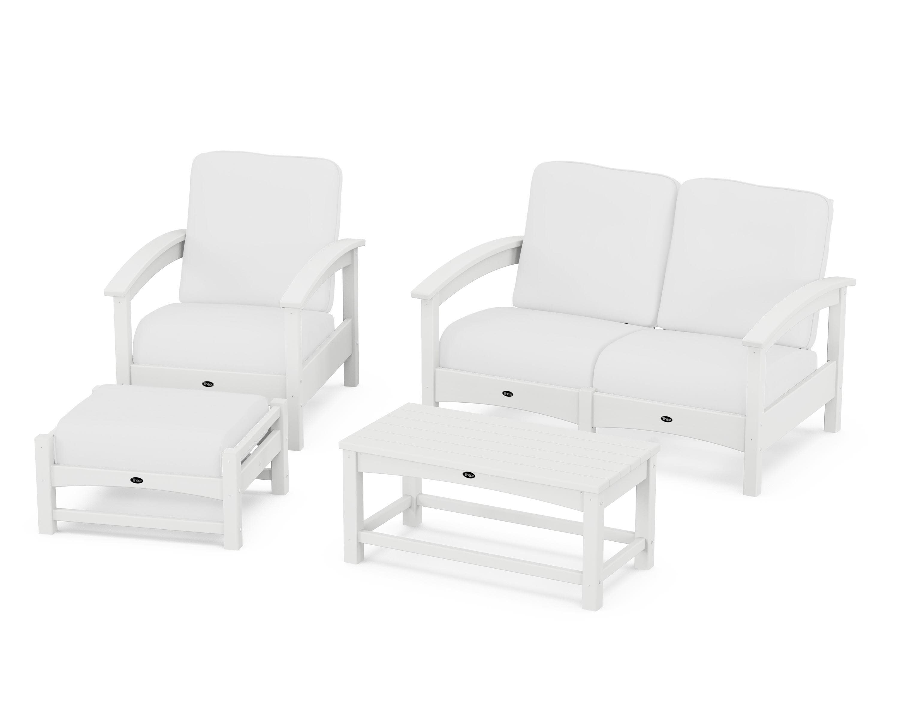 Rockport 4-Piece Deep Seating Conversation Group in Classic White / Natural