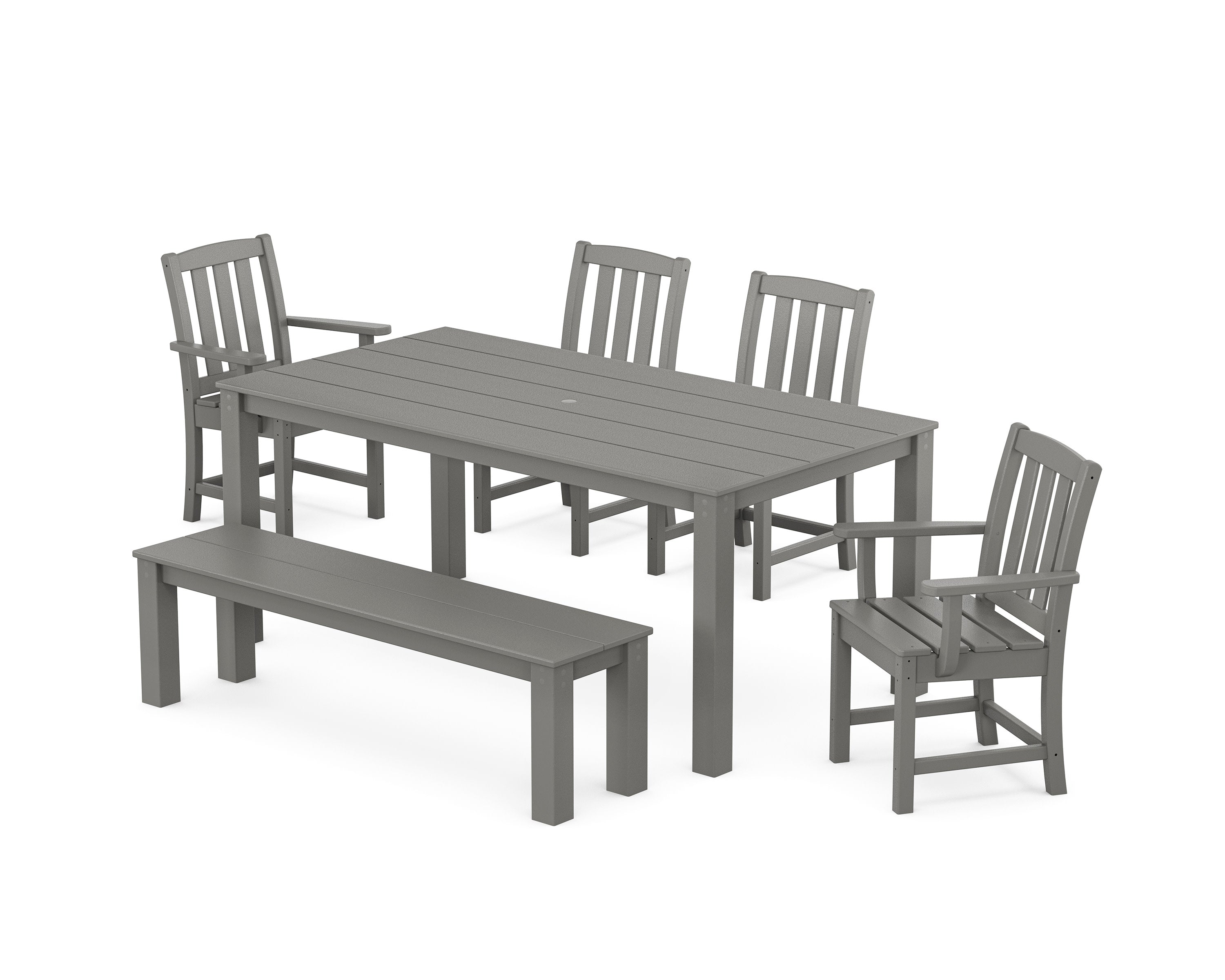 Cape Cod 6-Piece Parsons Dining Set with Bench in Stepping Stone