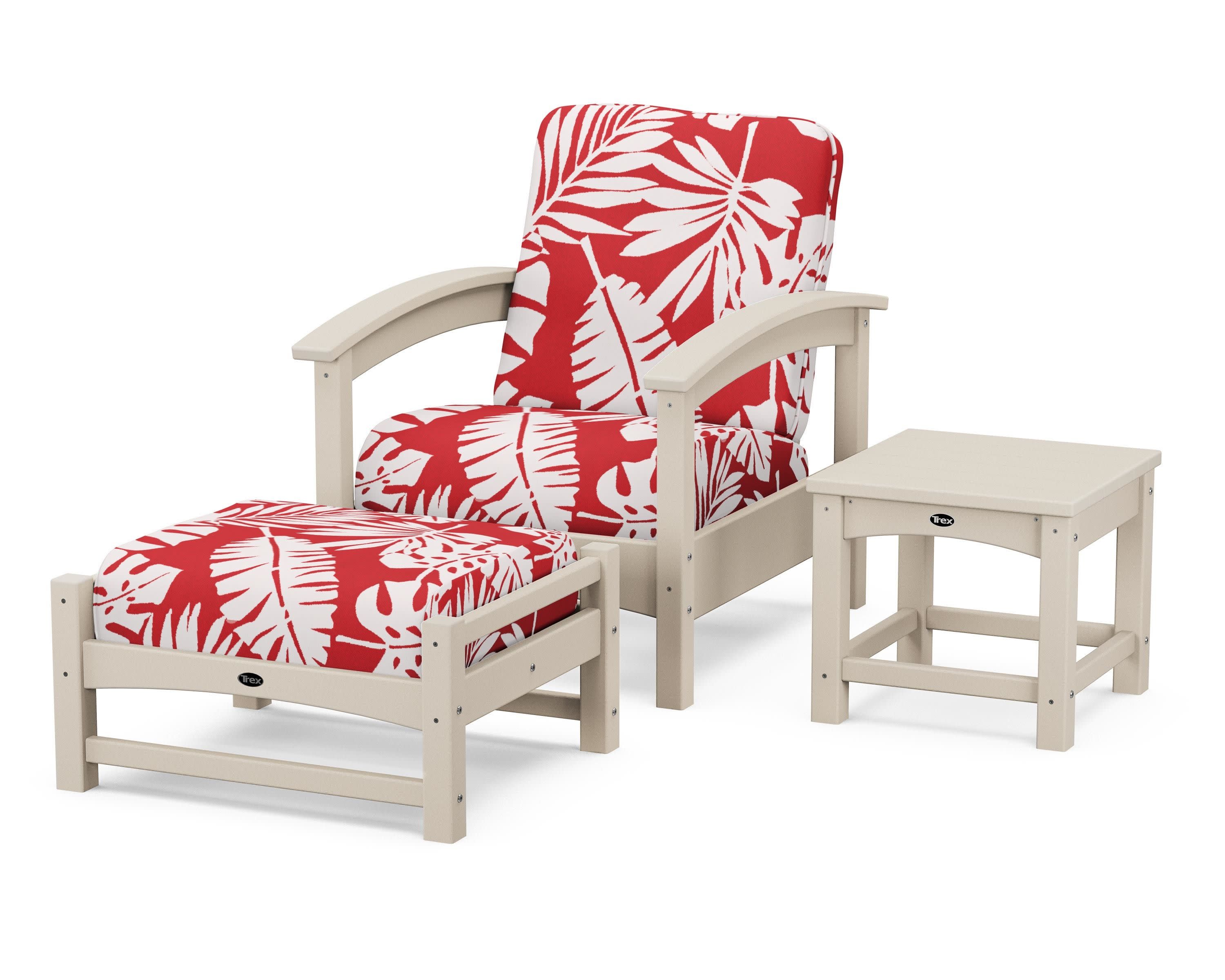 Rockport 3-Piece Deep Seating Set in Sand Castle / Leaf Crimson