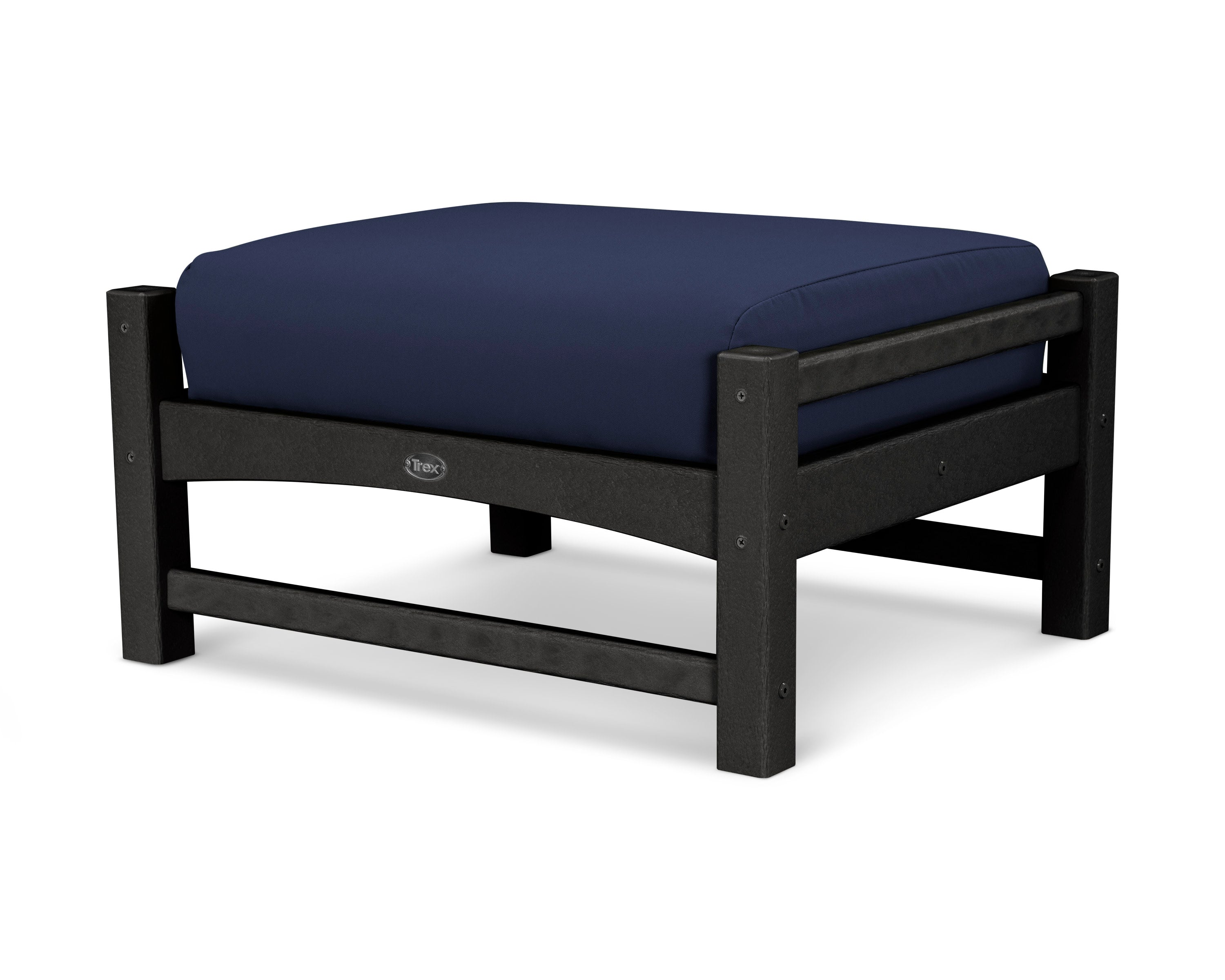 Rockport Club Ottoman in Charcoal Black / Navy