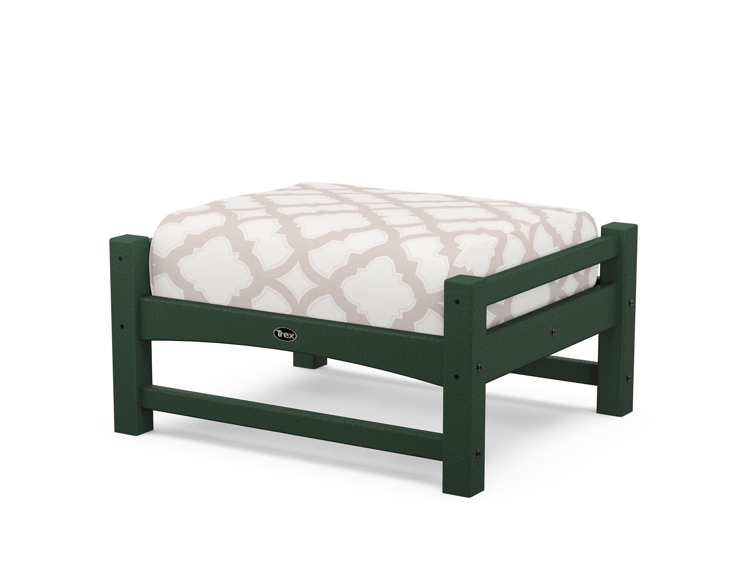 Rockport Club Ottoman in Rainforest Canopy / Trellis Dune Burlap