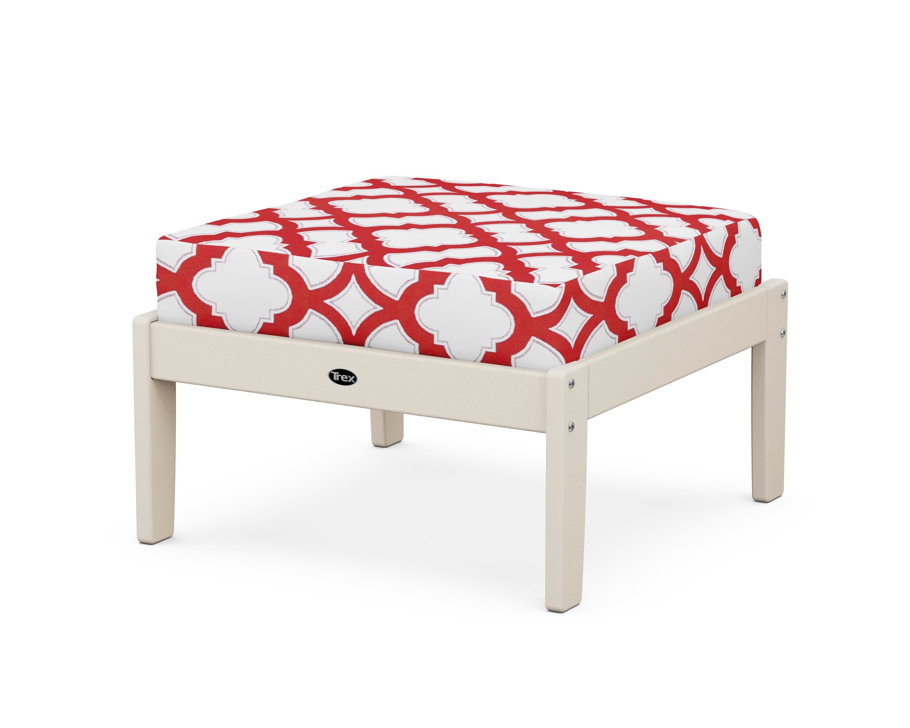 Yacht Club Deep Seating Ottoman in Sand Castle / Trellis Crimson