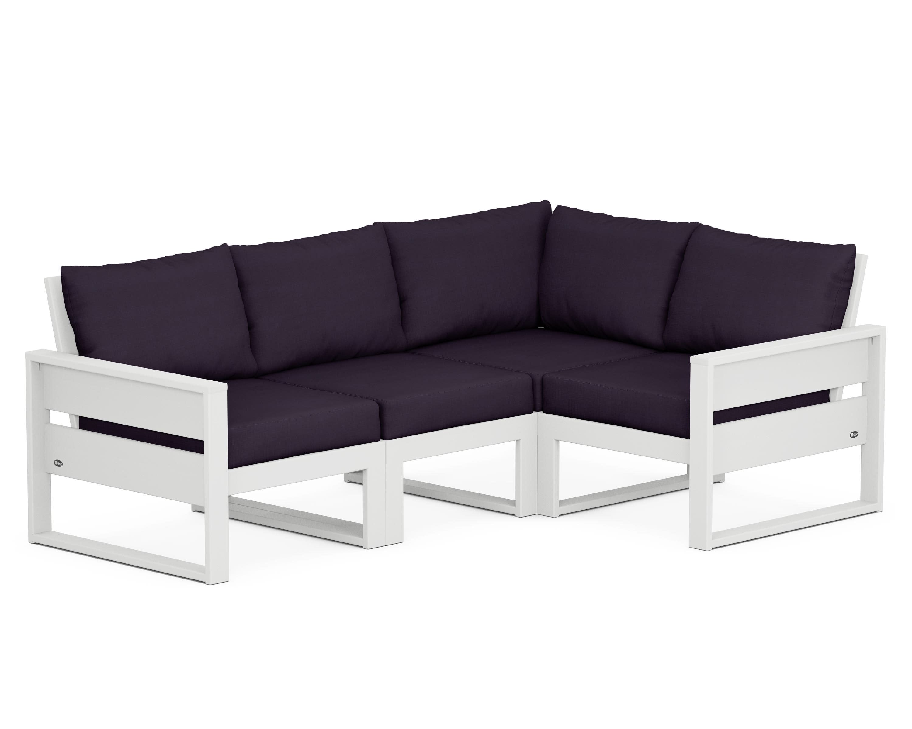 Eastport 4- Piece Sectional in Classic White / Navy Linen