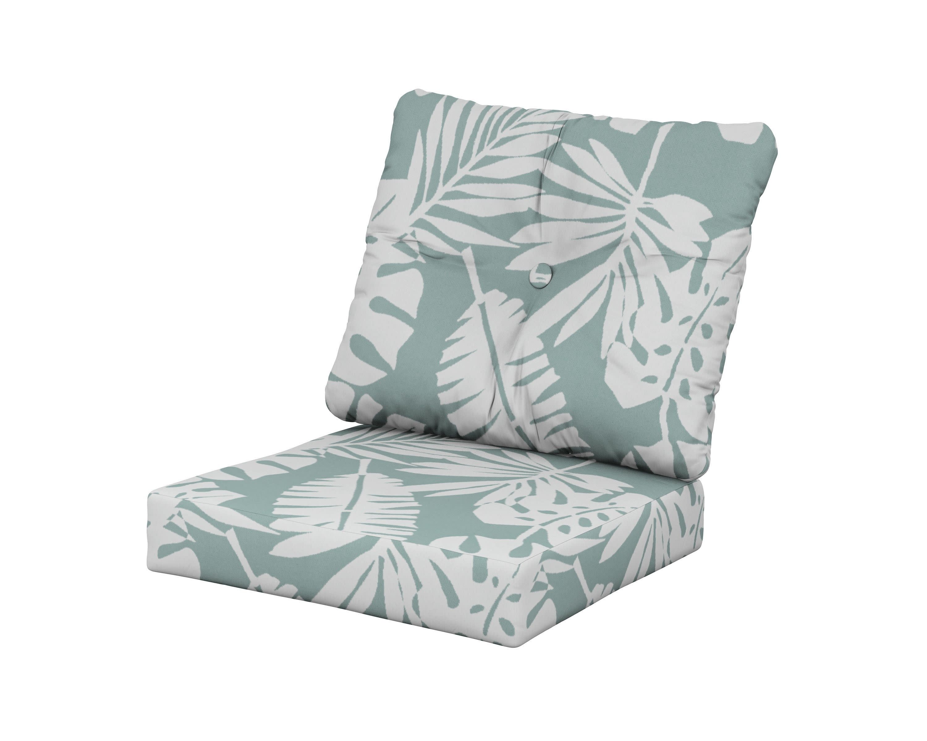 Vineyard Seat/Back Cushion in Leaf Glacier Spa