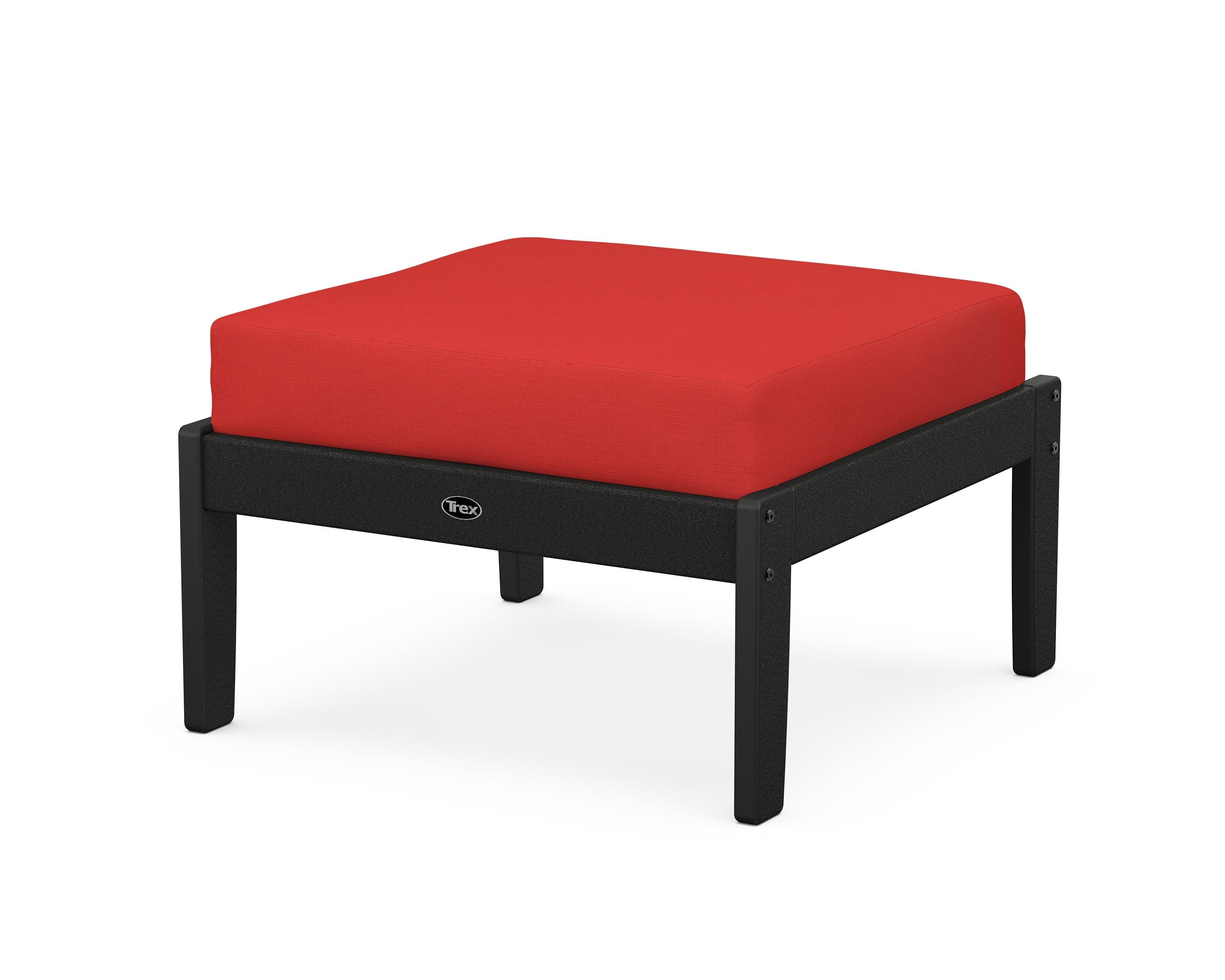 Yacht Club Deep Seating Ottoman in Charcoal Black / Crimson Linen