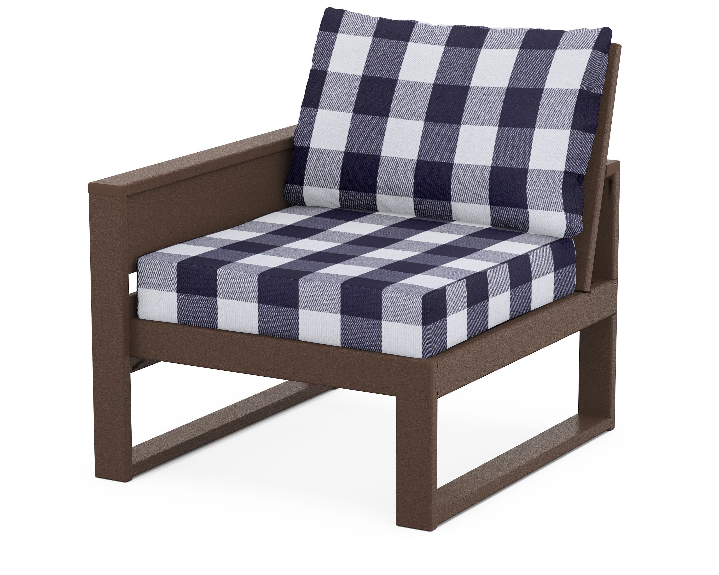 Eastport Modular Left Arm Chair in Vintage Lantern / Buffalo Plaid Navy