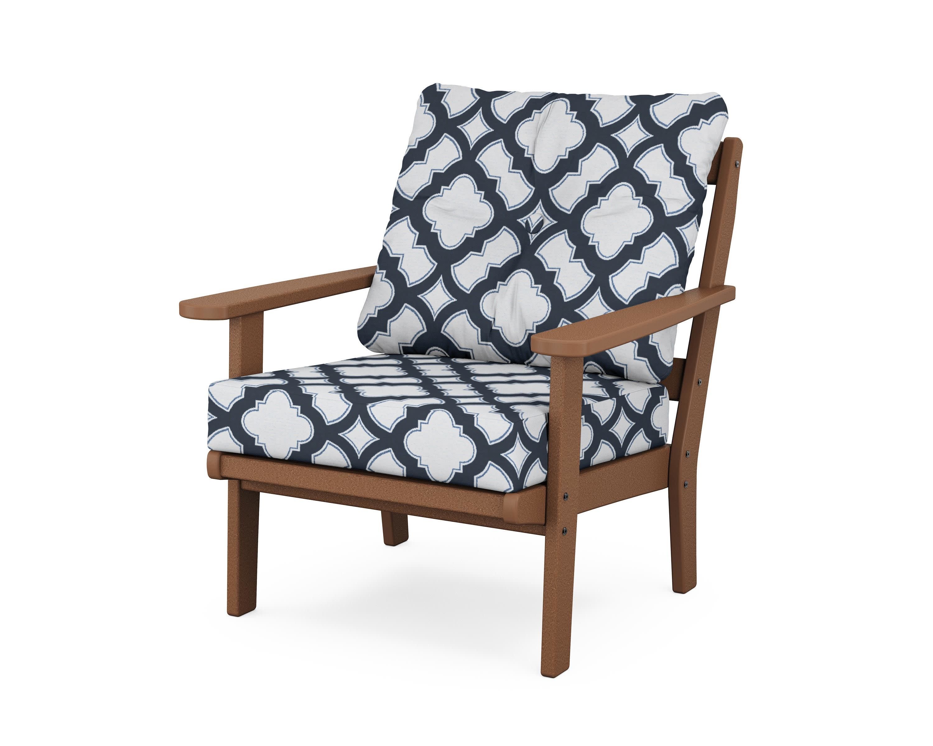 Cape Cod Deep Seating Chair in Tree House / Trellis Marine Indigo