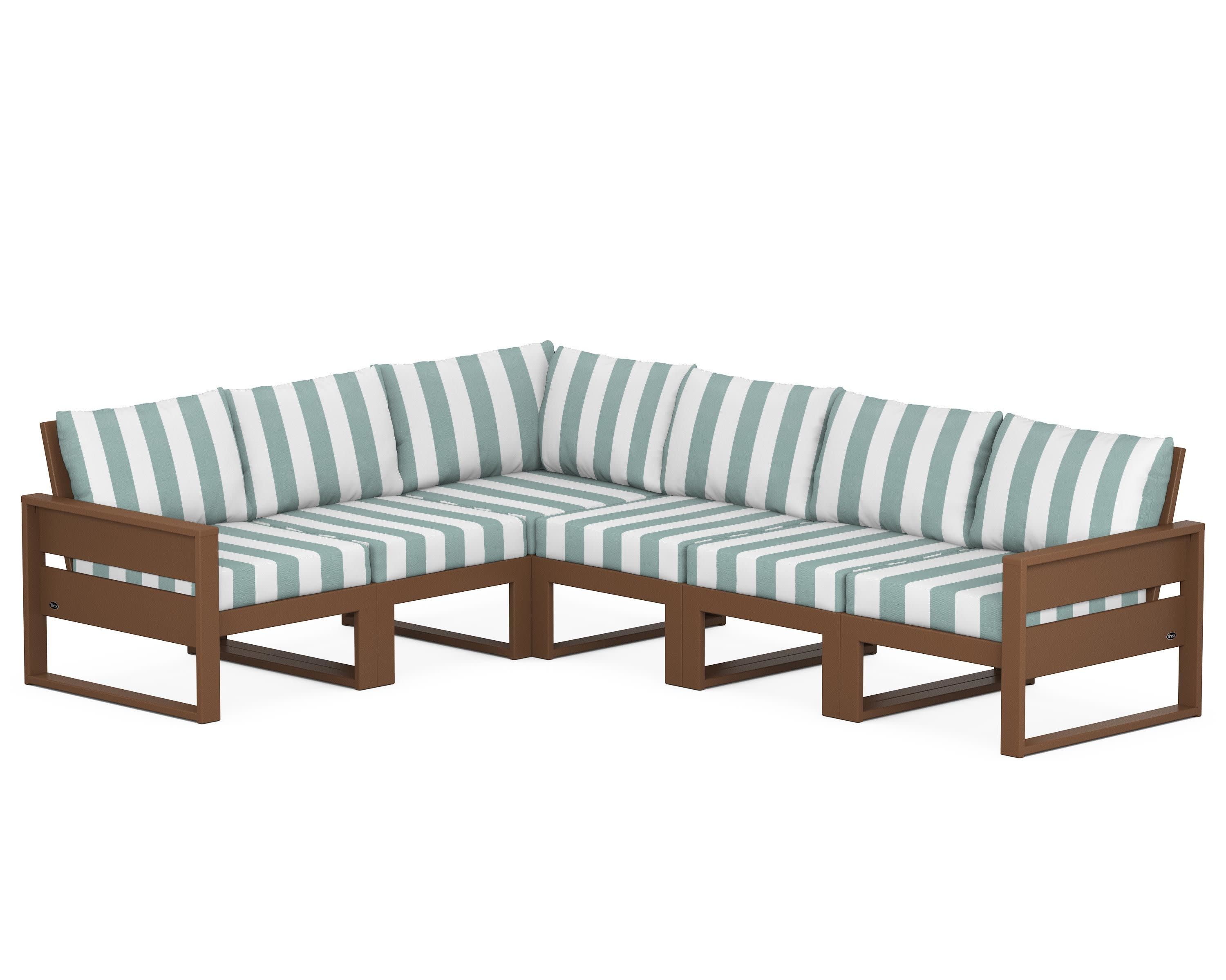 Eastport 6-Piece Sectional in Tree House / Cabana Stripe Glacier Spa