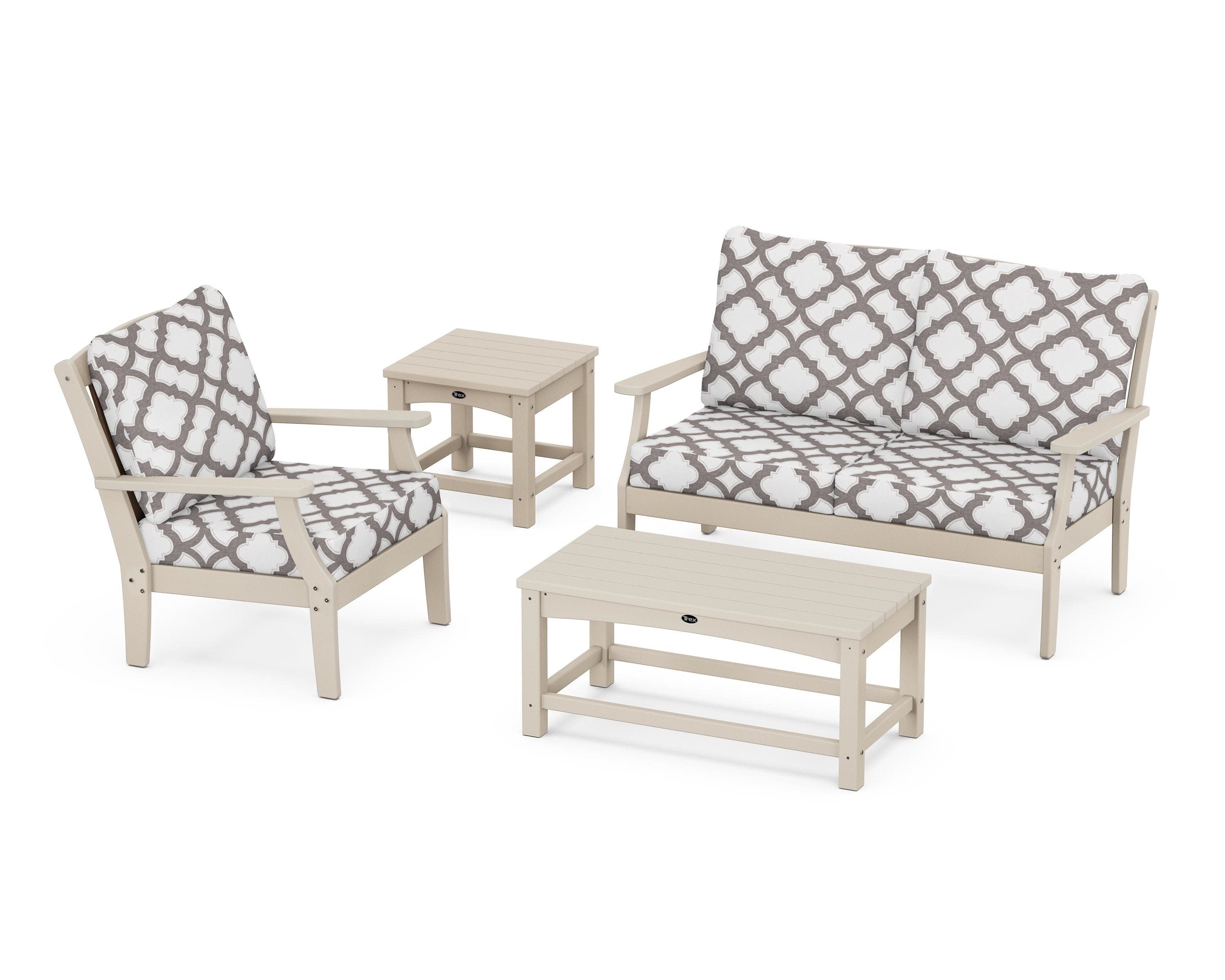 Yacht Club 4-Piece Deep Seating Set in Sand Castle / Trellis Grey Mist
