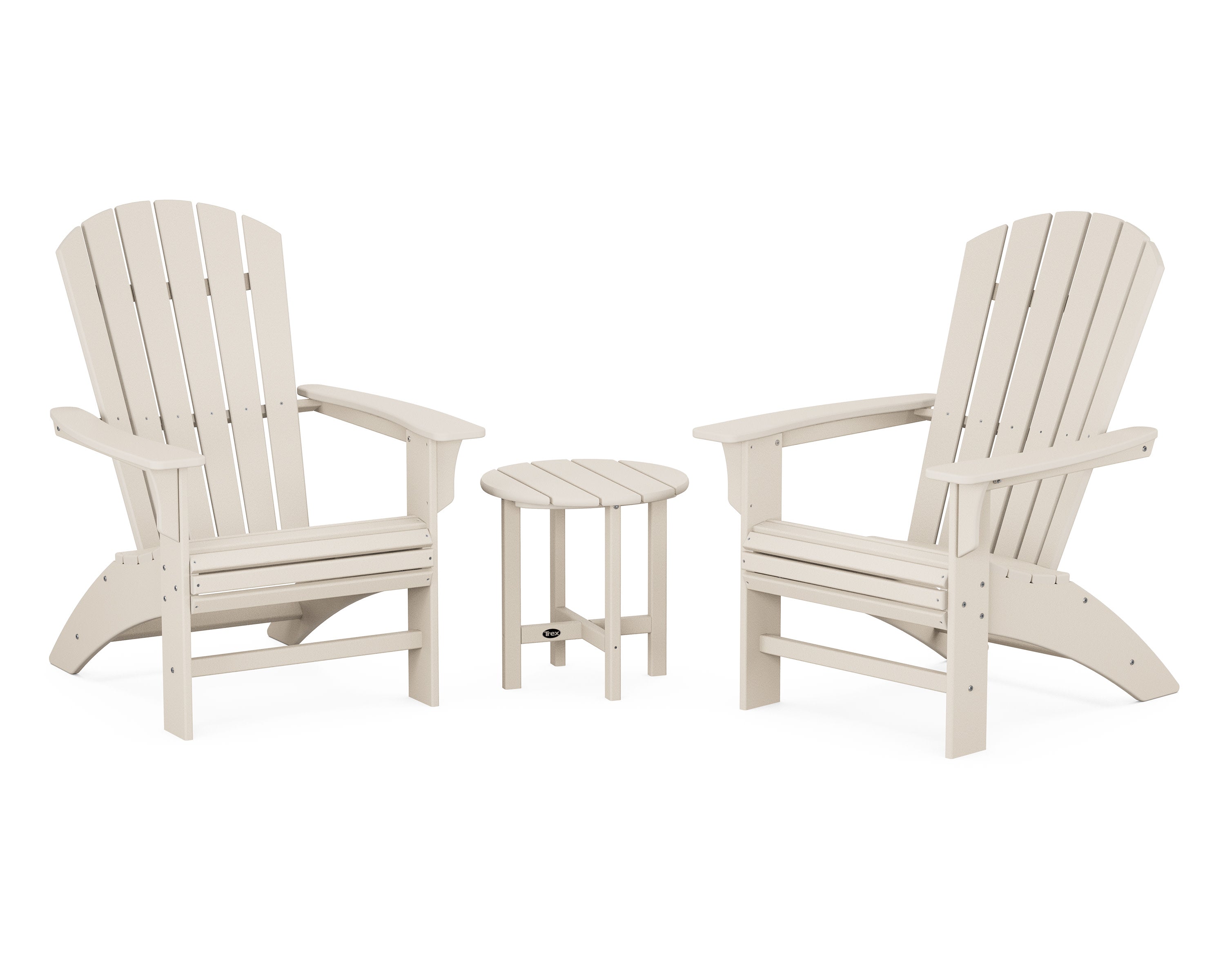 Yacht Club 3-Piece Curveback Adirondack Set in Sand Castle