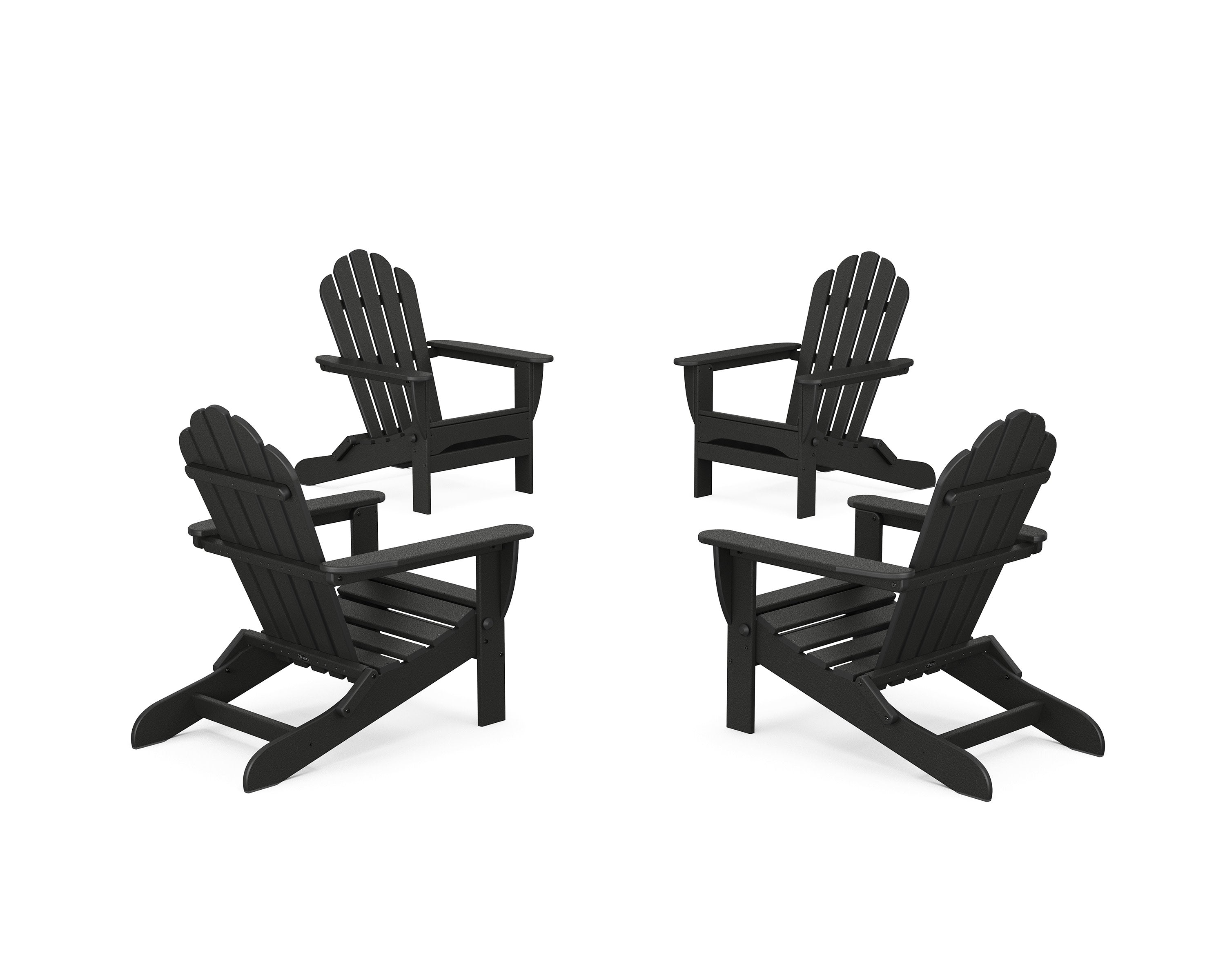 4-Piece Monterey Bay Folding Adirondack Chair Conversation Set in Charcoal Black