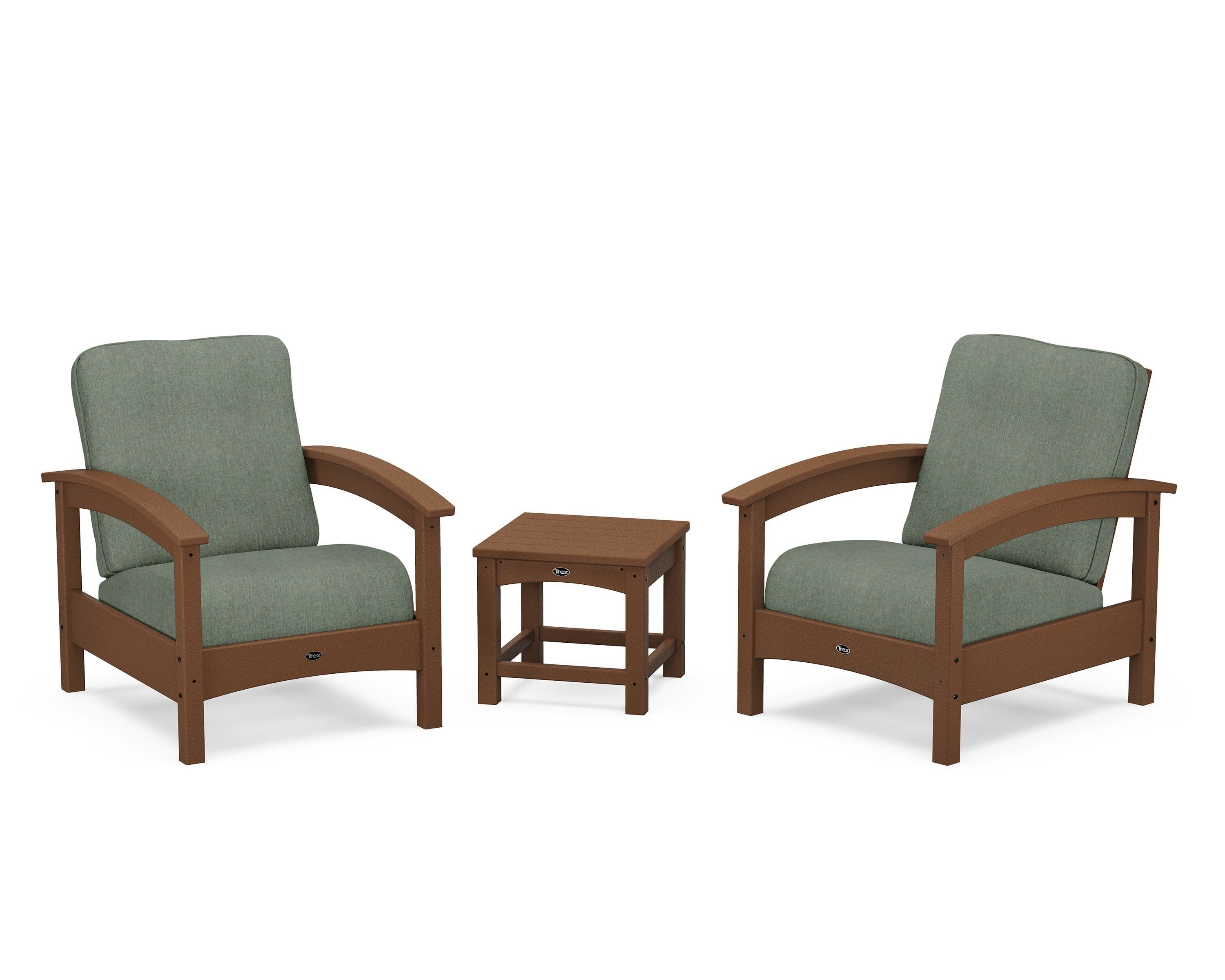 Rockport Club 3-Piece Deep Seating Conversation Set in Tree House / Cast Sage