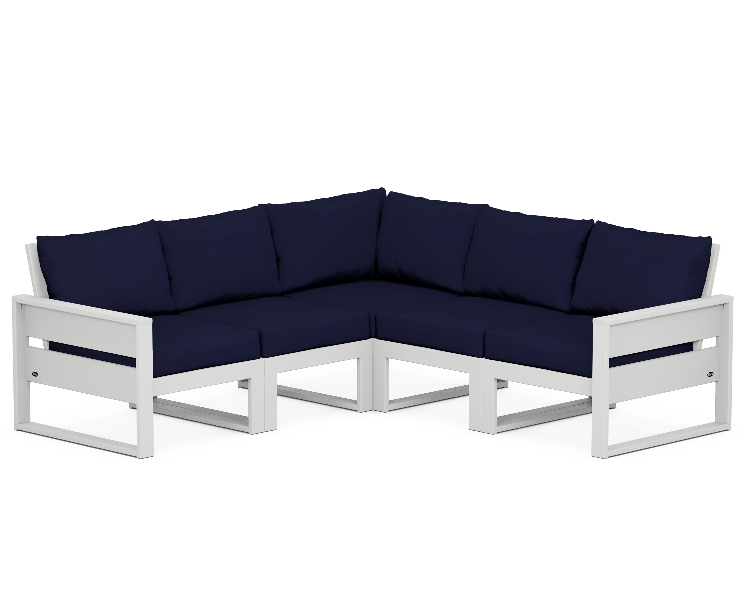 Eastport 5-Piece Sectional in Classic White / Navy