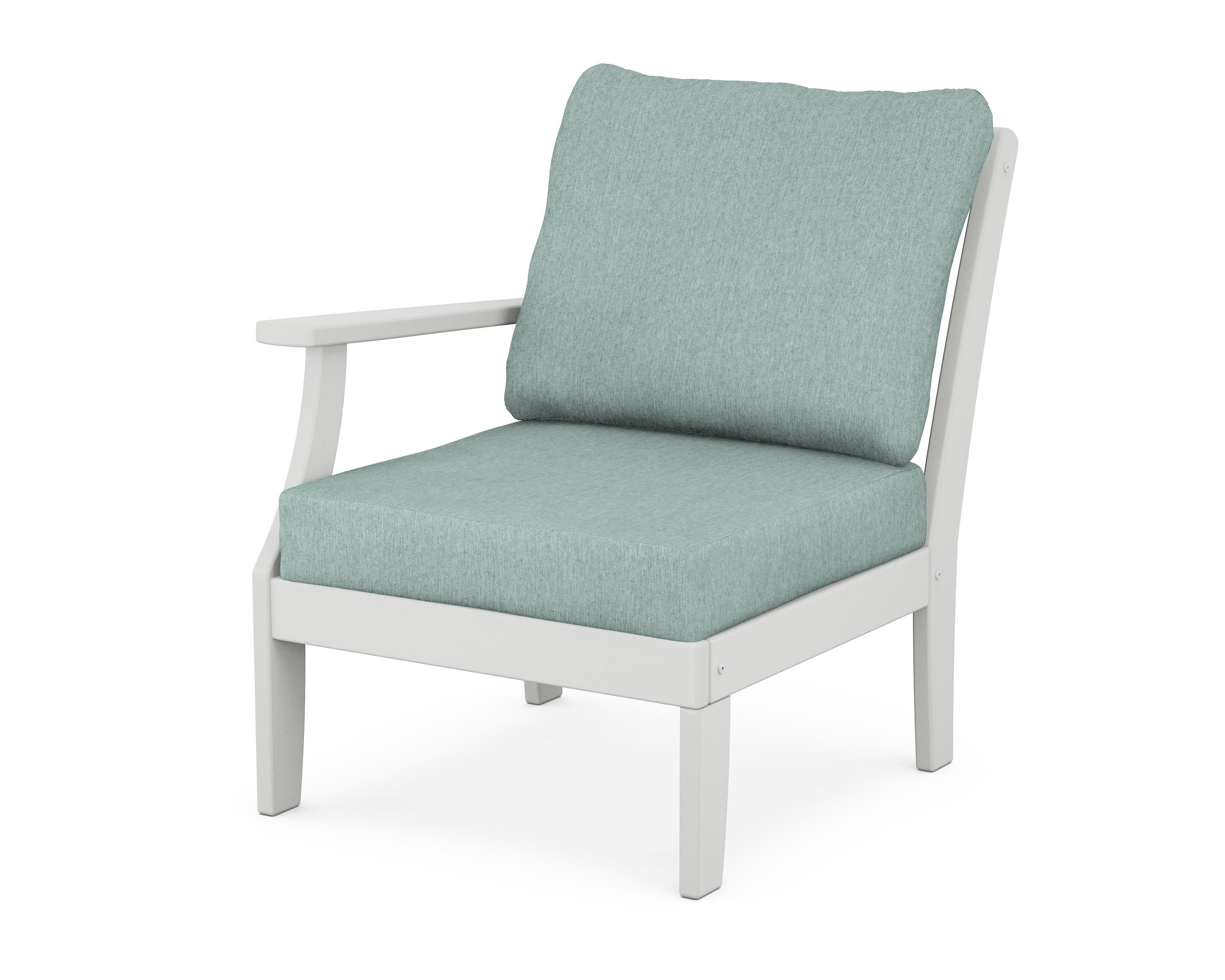 Yacht Club Modular Left Arm Chair in Classic White / Glacier Spa