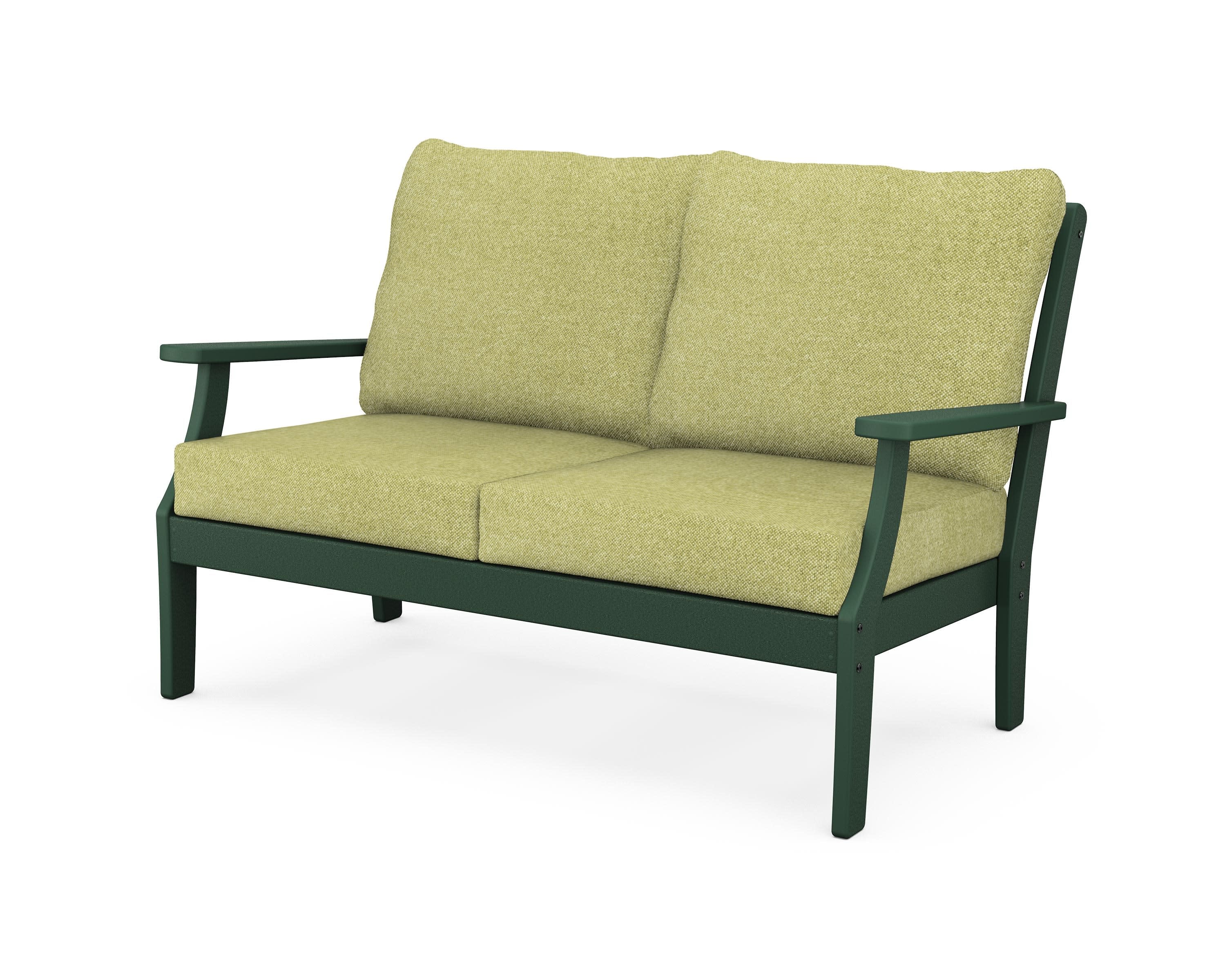 Yacht Club Deep Seating Loveseat in Rainforest Canopy / Chartreuse Boucle