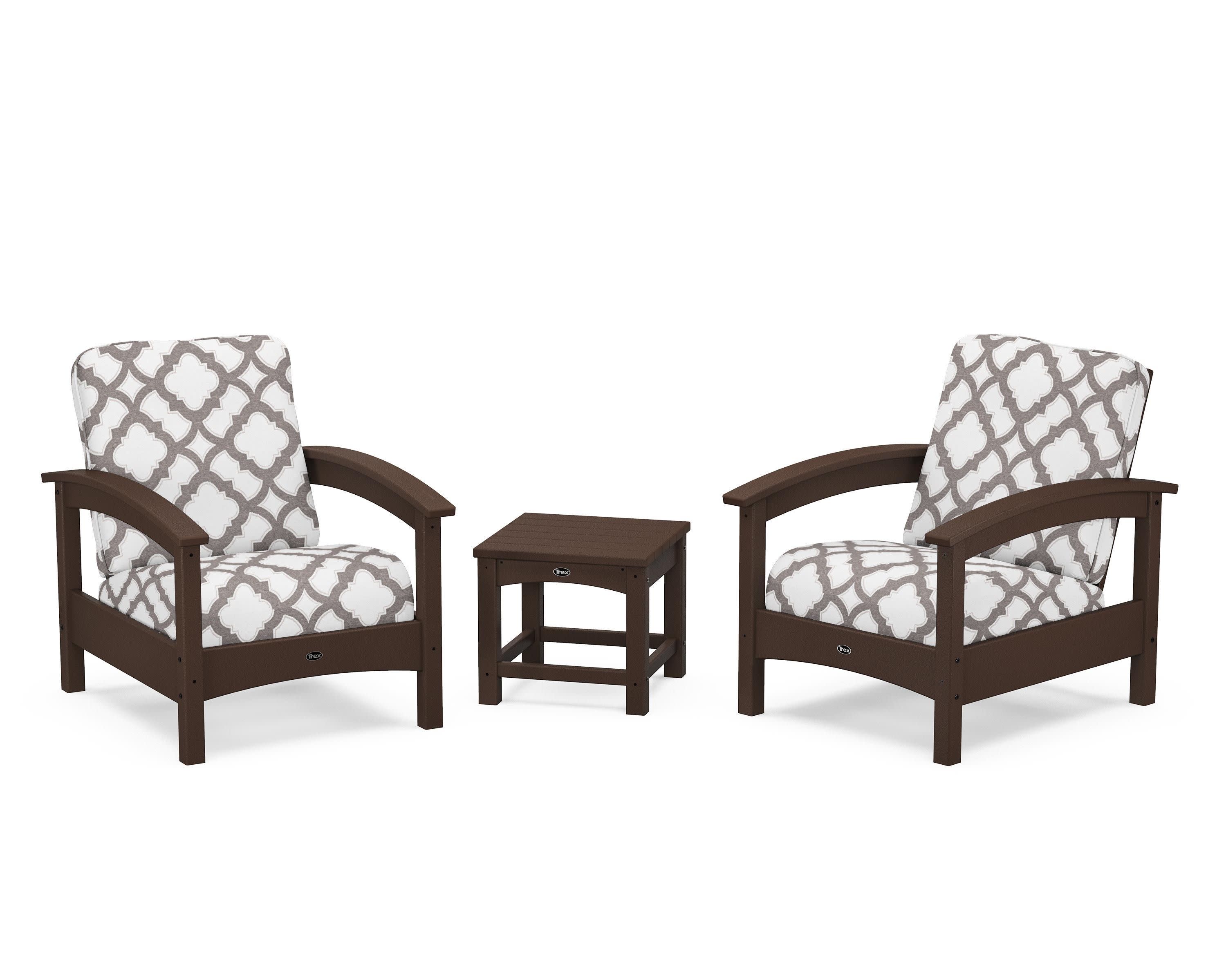 Rockport Club 3-Piece Deep Seating Conversation Set in Vintage Lantern / Trellis Grey Mist