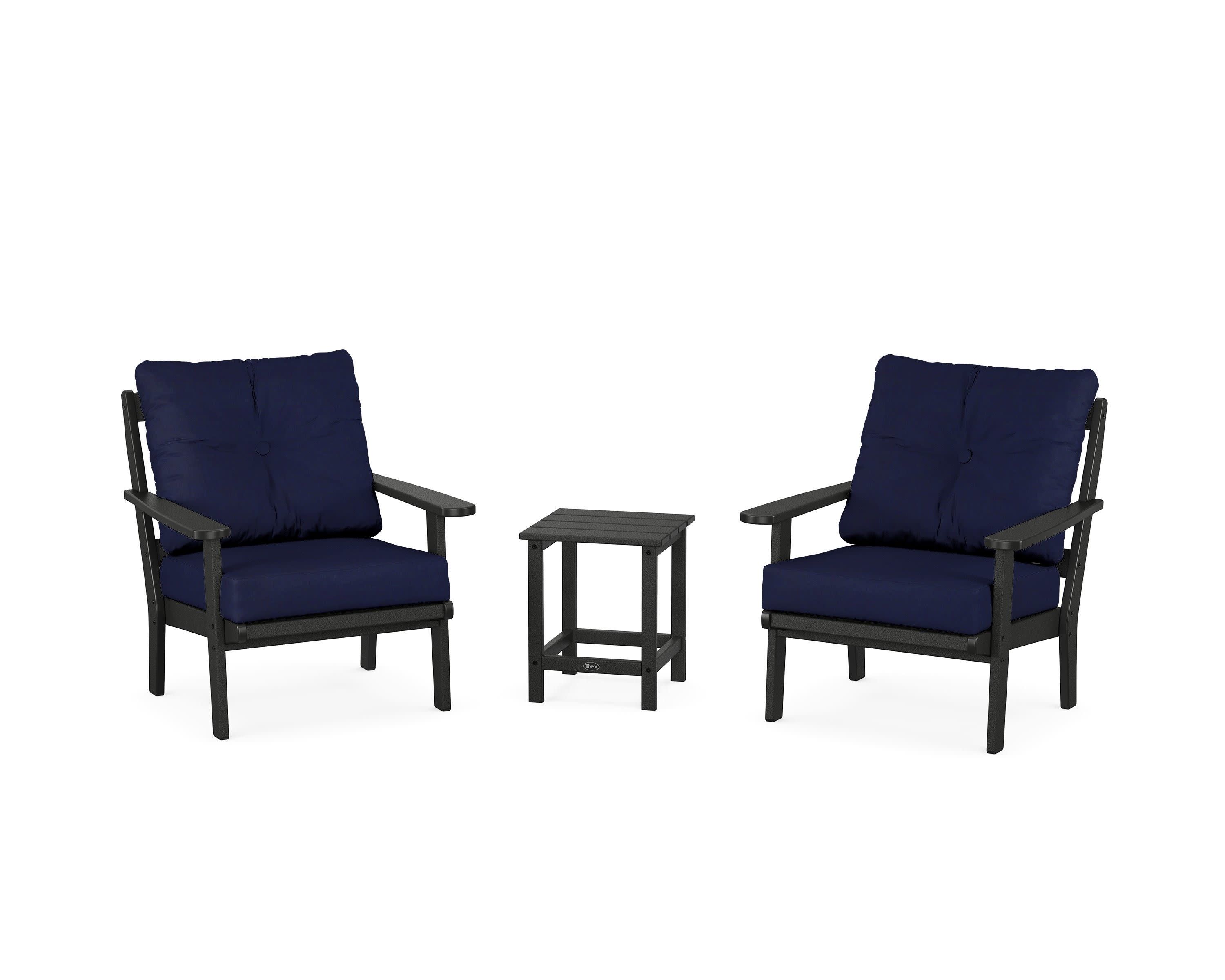 Cape Cod 3-Piece Deep Seating Set in Charcoal Black / Navy