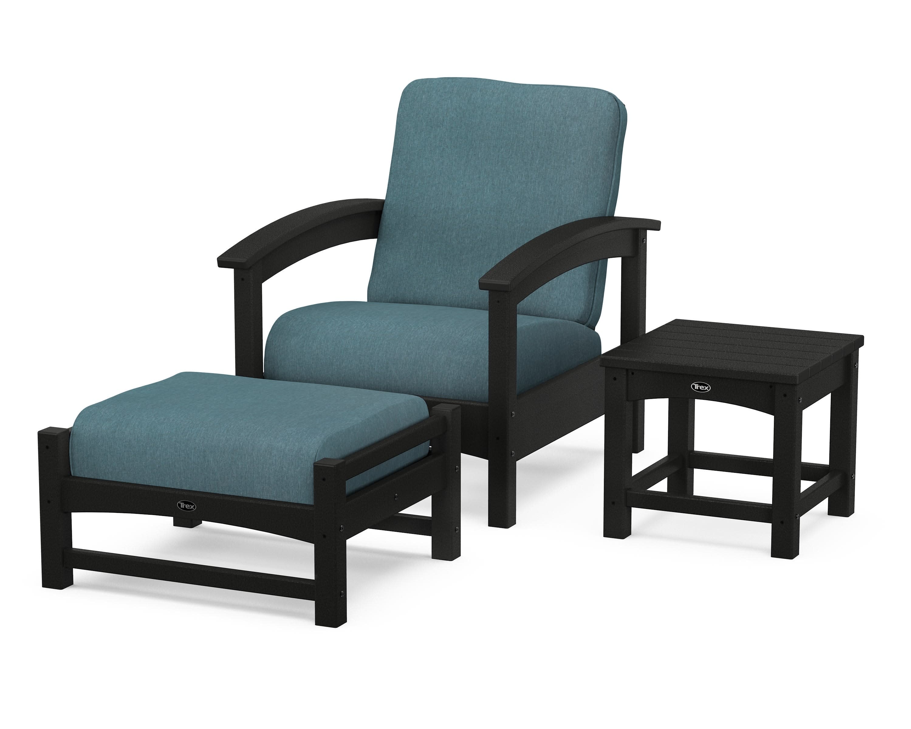 Rockport 3-Piece Deep Seating Set in Charcoal Black / Ocean Teal