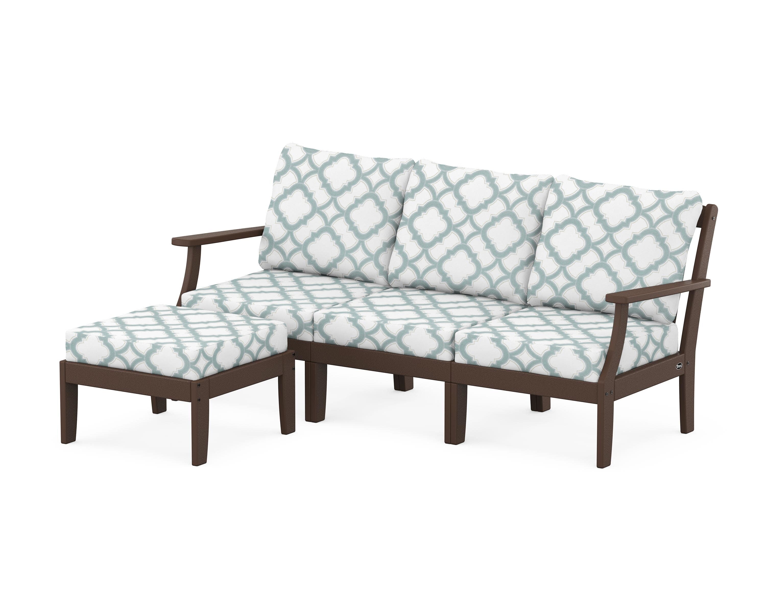 Yacht Club Modular 4-Piece Deep Seating Set with Ottoman in Vintage Lantern / Trellis Glacier Spa