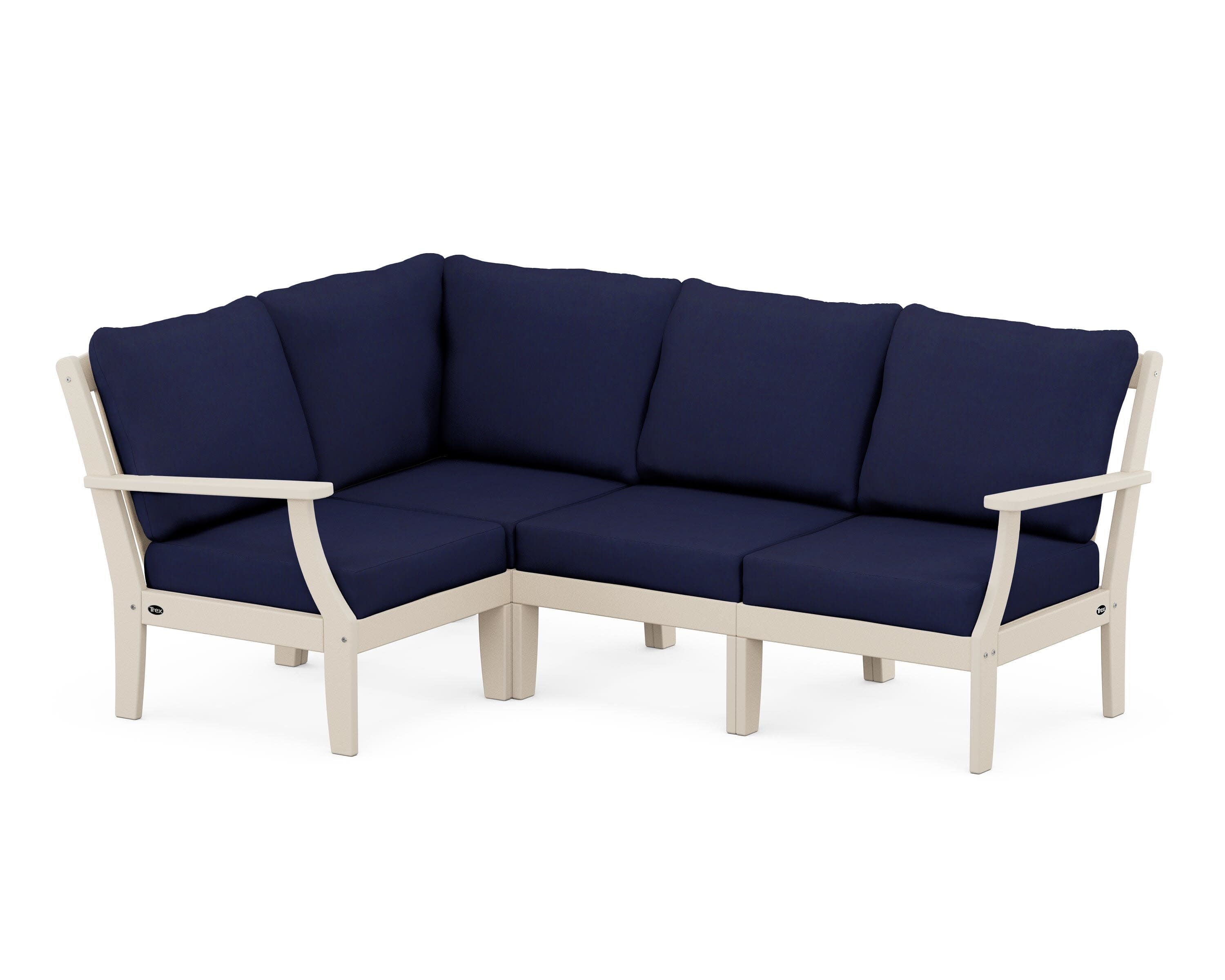 Yacht Club Modular 4-Piece Deep Seating Set in Sand Castle / Navy