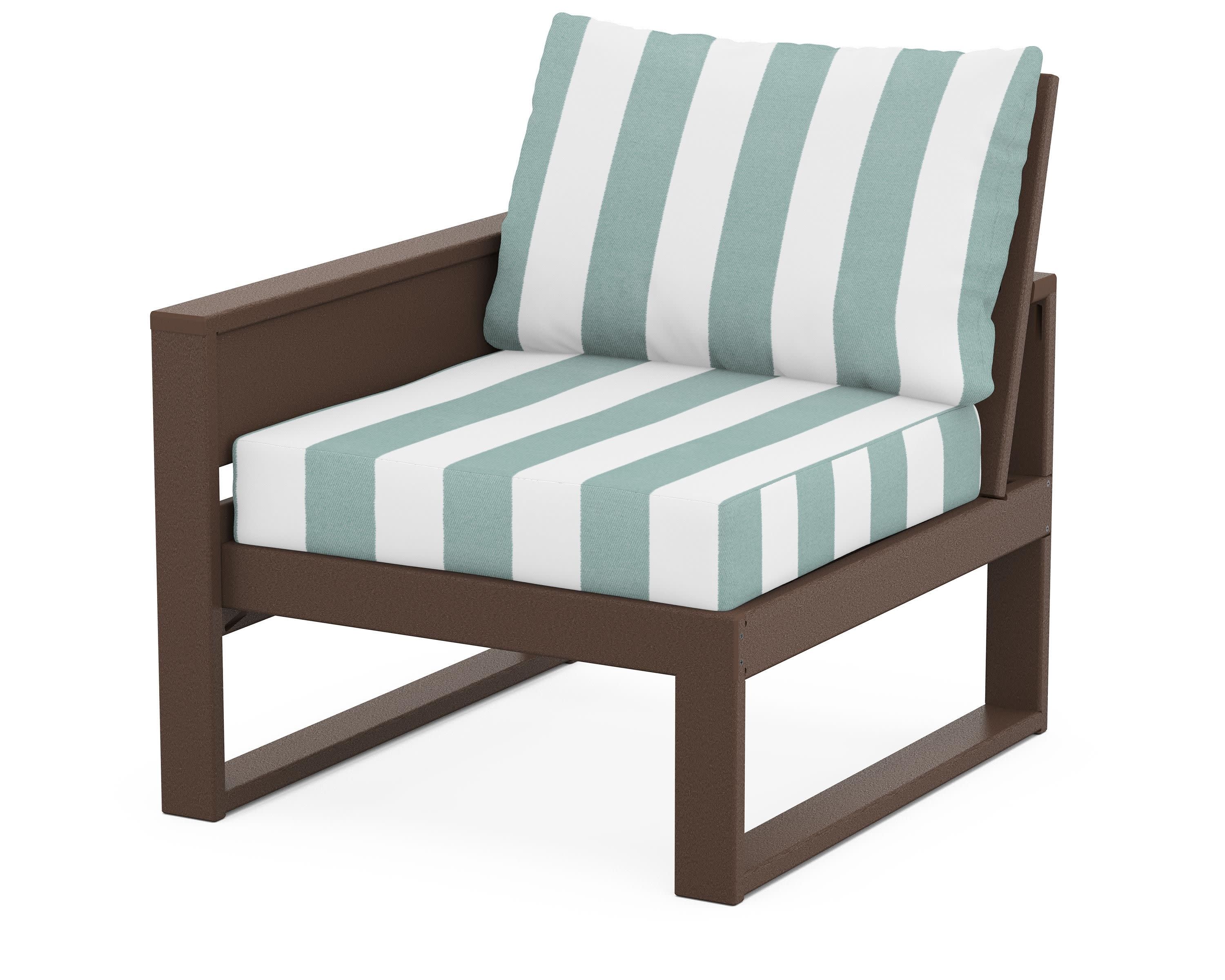 Eastport Modular Left Arm Chair in Vintage Lantern / Cabana Stripe Glacier Spa