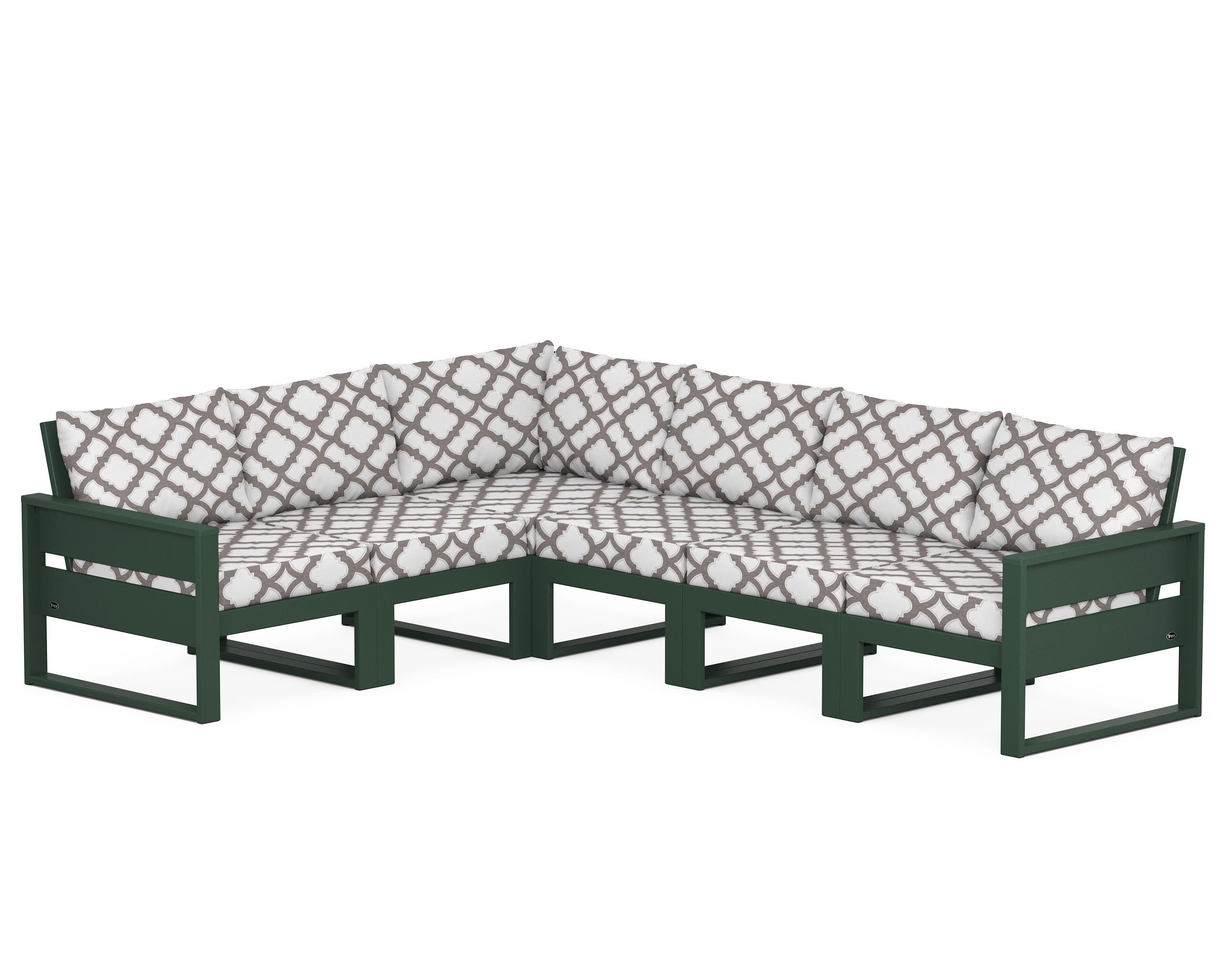 Eastport 6-Piece Sectional in Rainforest Canopy / Trellis Grey Mist