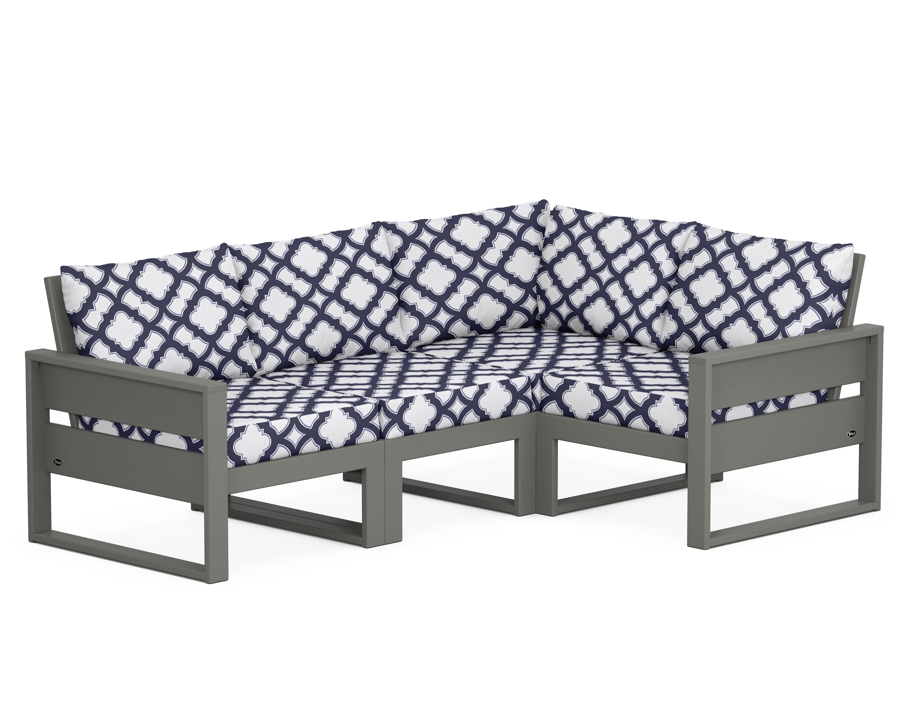Eastport 4- Piece Sectional in Stepping Stone / Trellis Navy