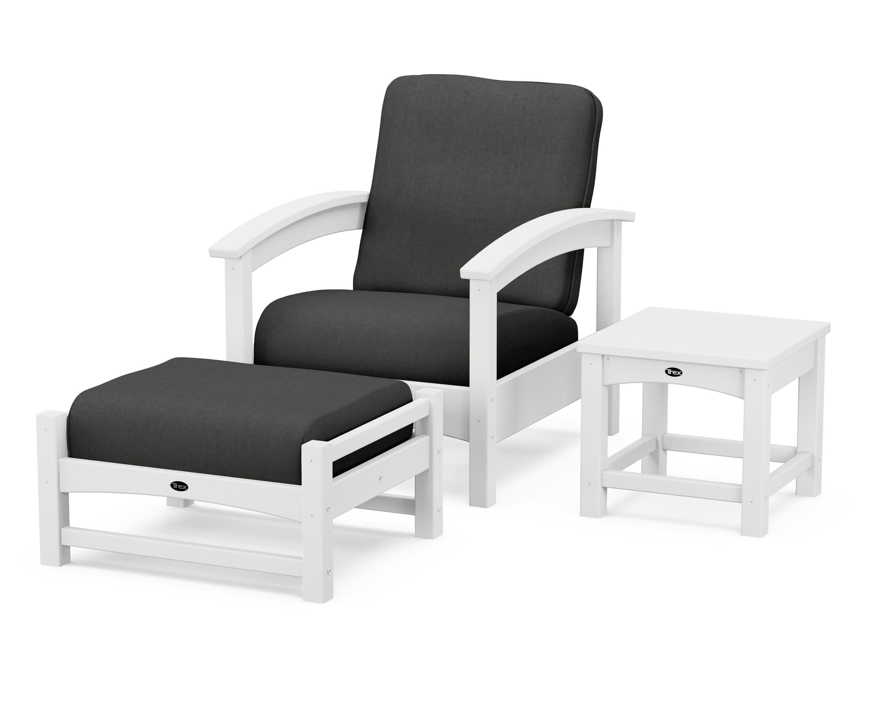 Rockport 3-Piece Deep Seating Set in Classic White / Spectrum Carbon