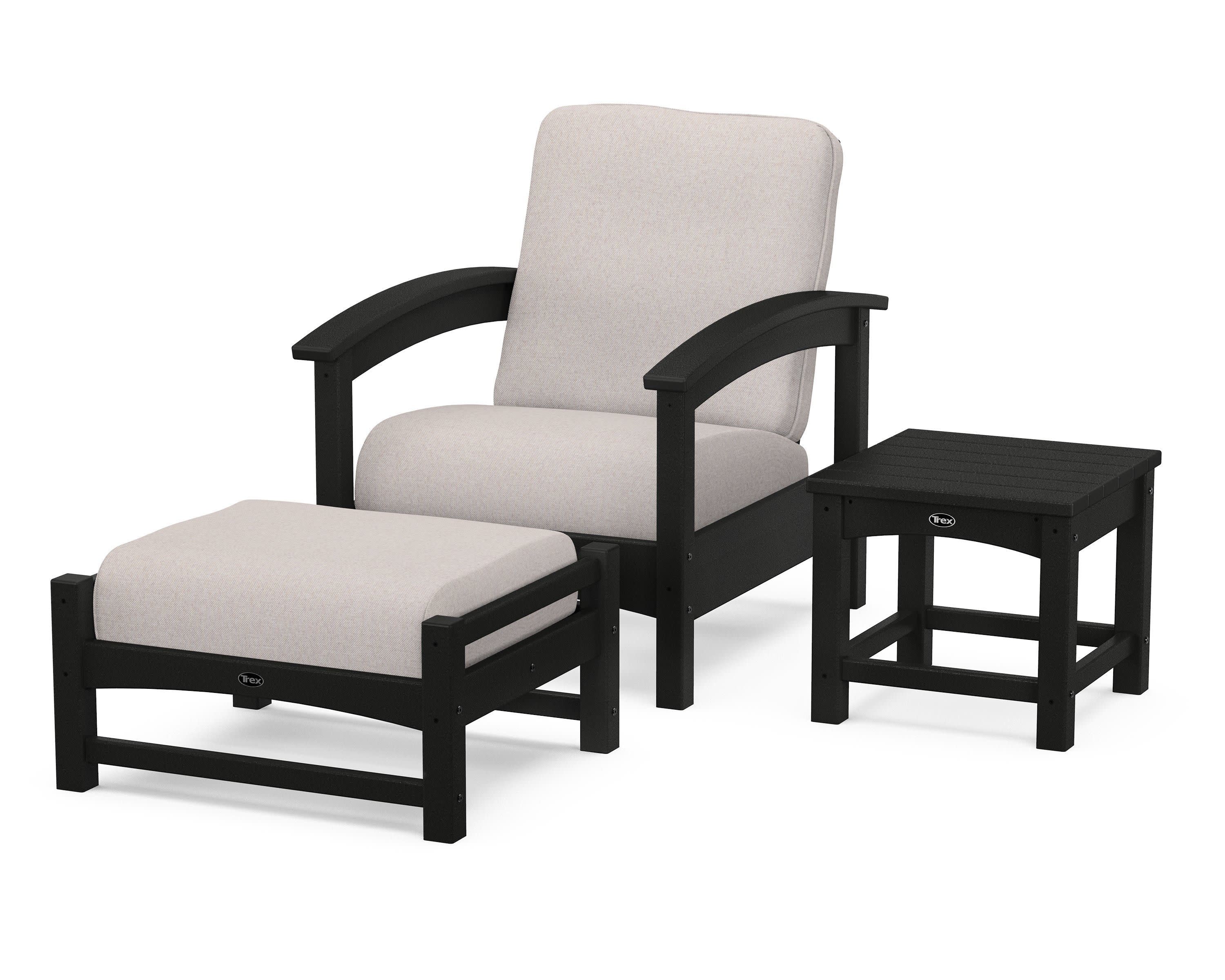 Rockport 3-Piece Deep Seating Set in Charcoal Black / Dune Burlap