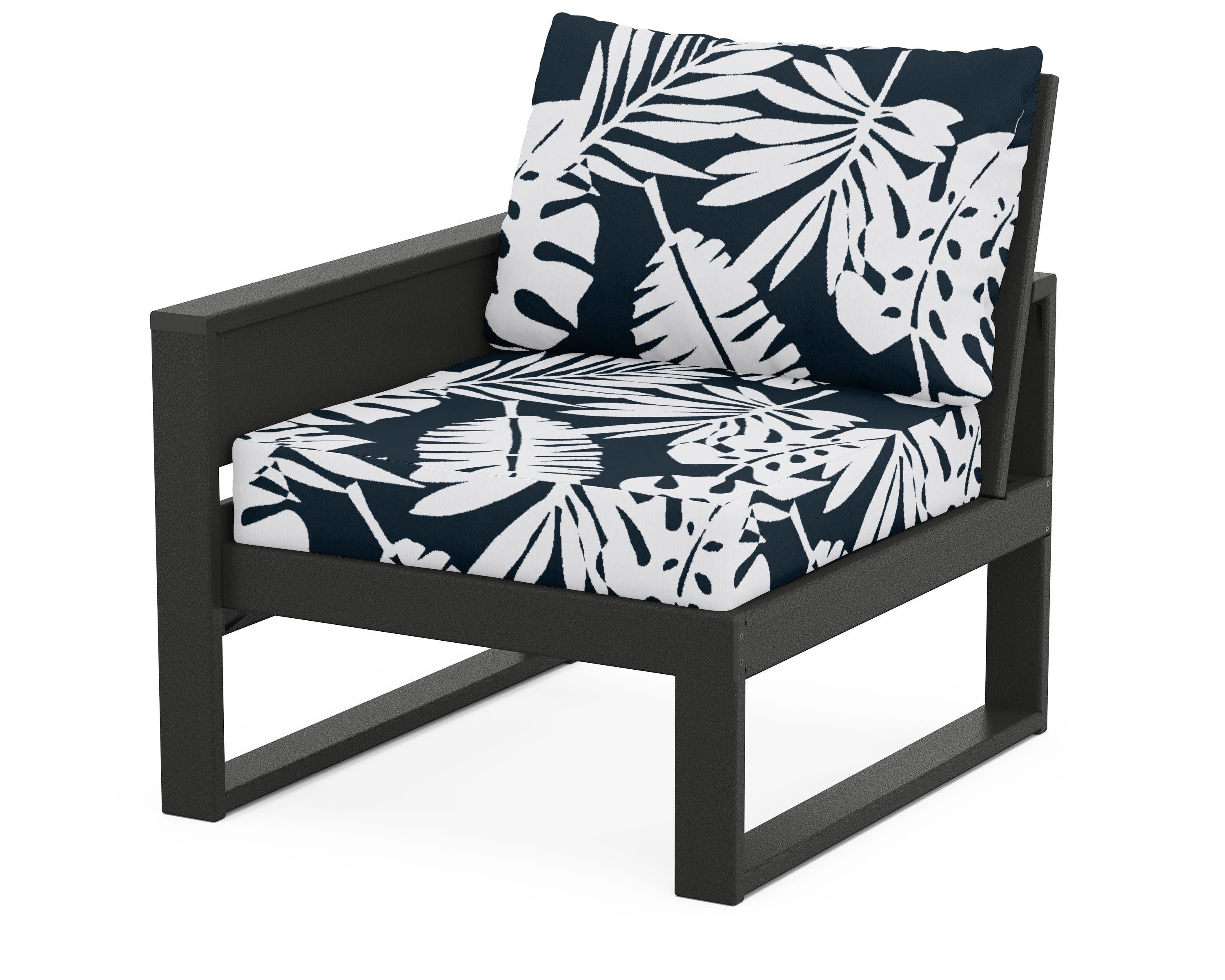 Eastport Modular Left Arm Chair in Charcoal Black / Leaf Marine Indigo