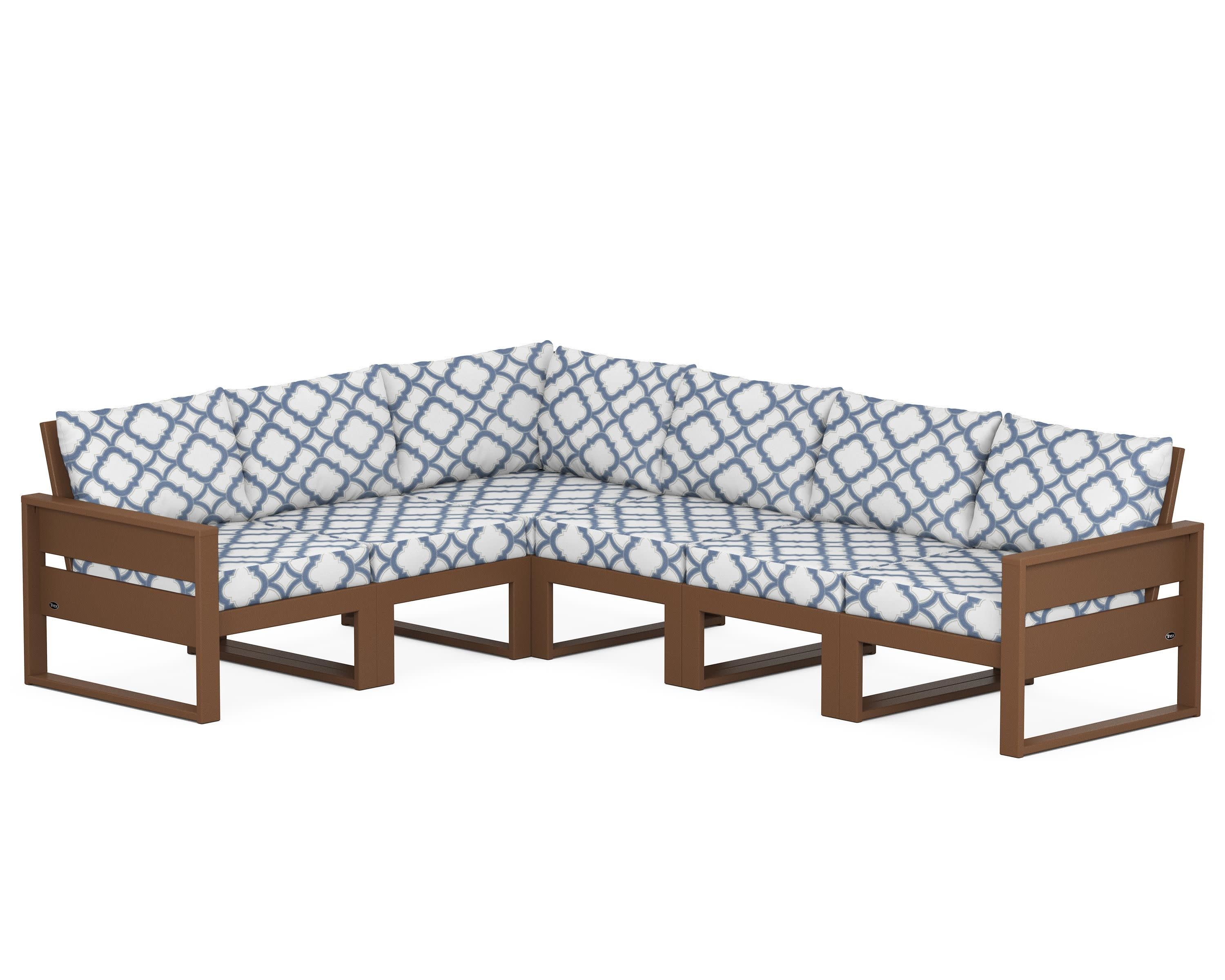 Eastport 6-Piece Sectional in Tree House / Trellis Sky Blue