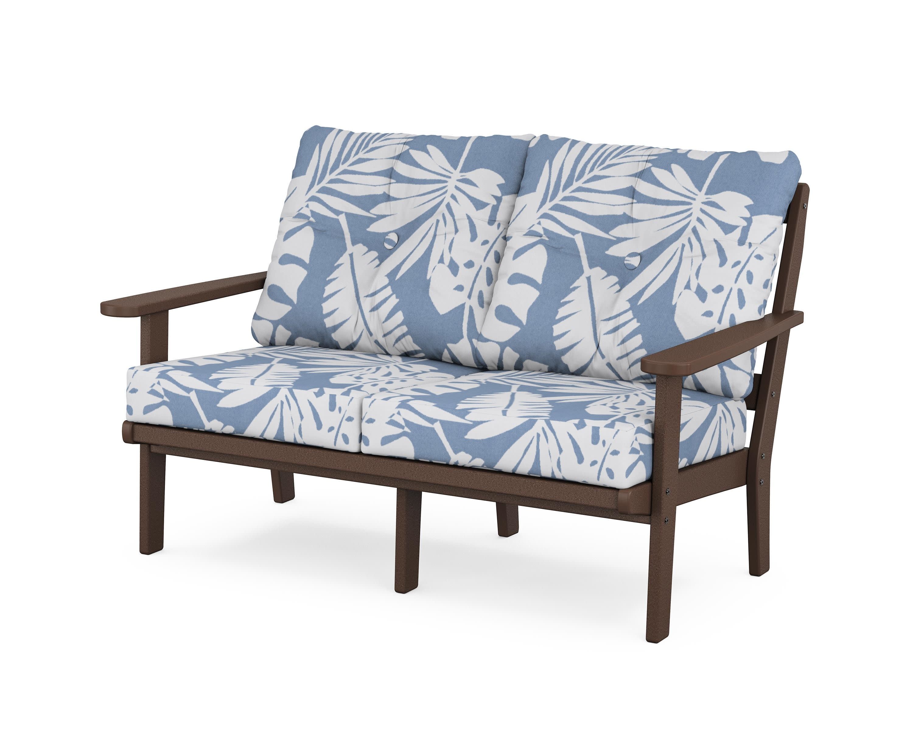 Cape Cod Deep Seating Loveseat in Vintage Lantern / Leaf Sky Blue