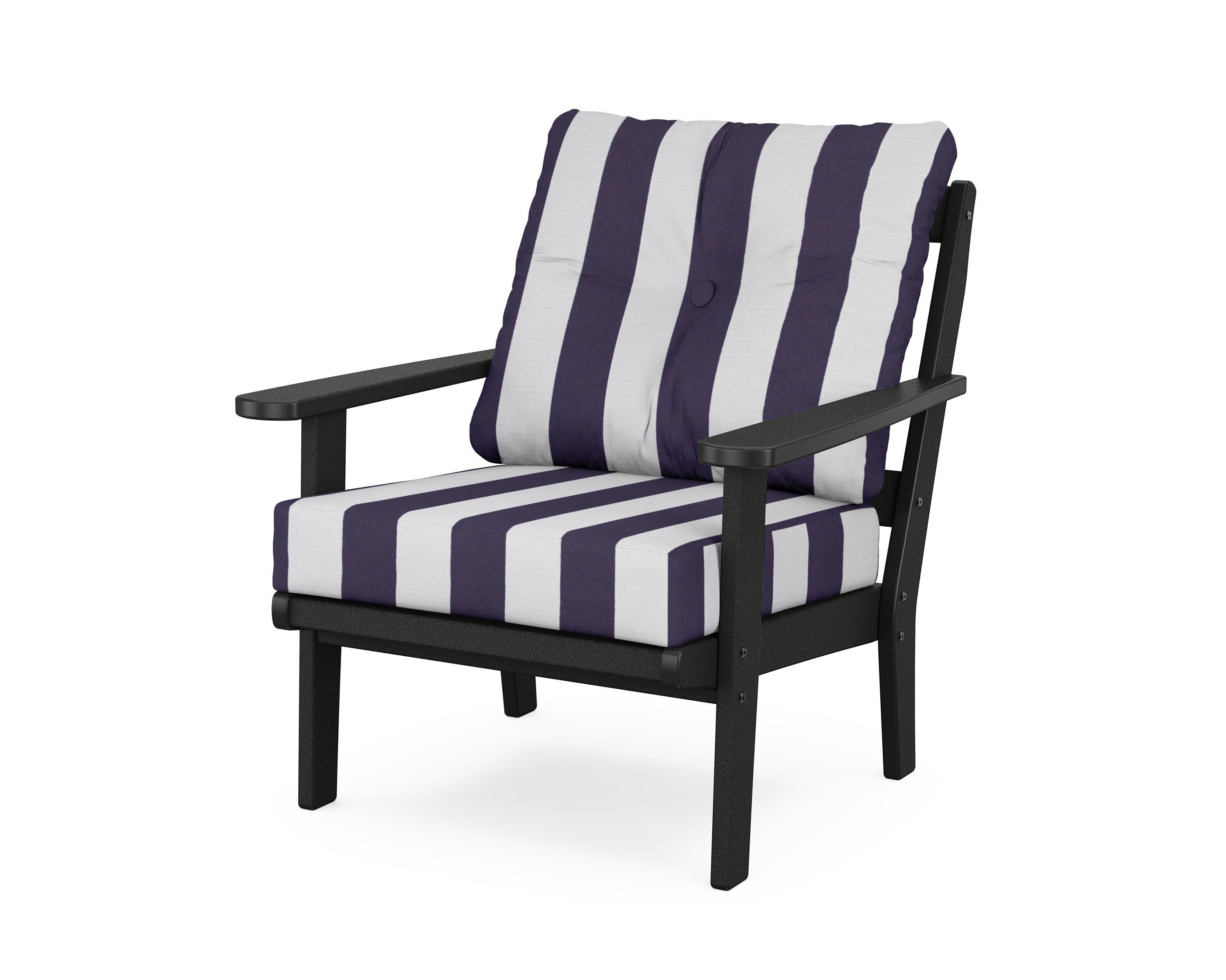 Cape Cod Deep Seating Chair in Charcoal Black / Cabana Stripe Navy