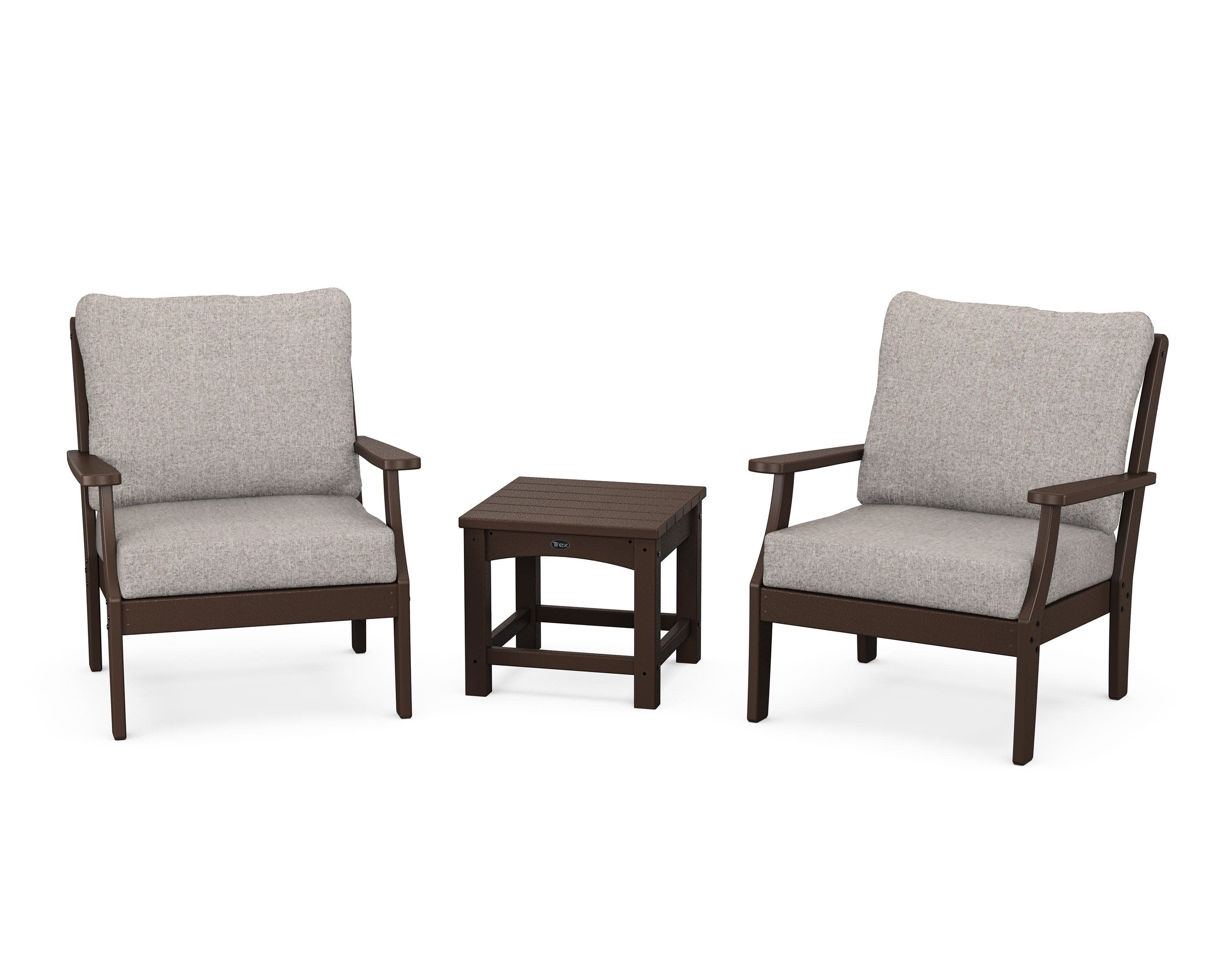 Yacht Club 3-Piece Deep Seating Set in Vintage Lantern / Weathered Tweed