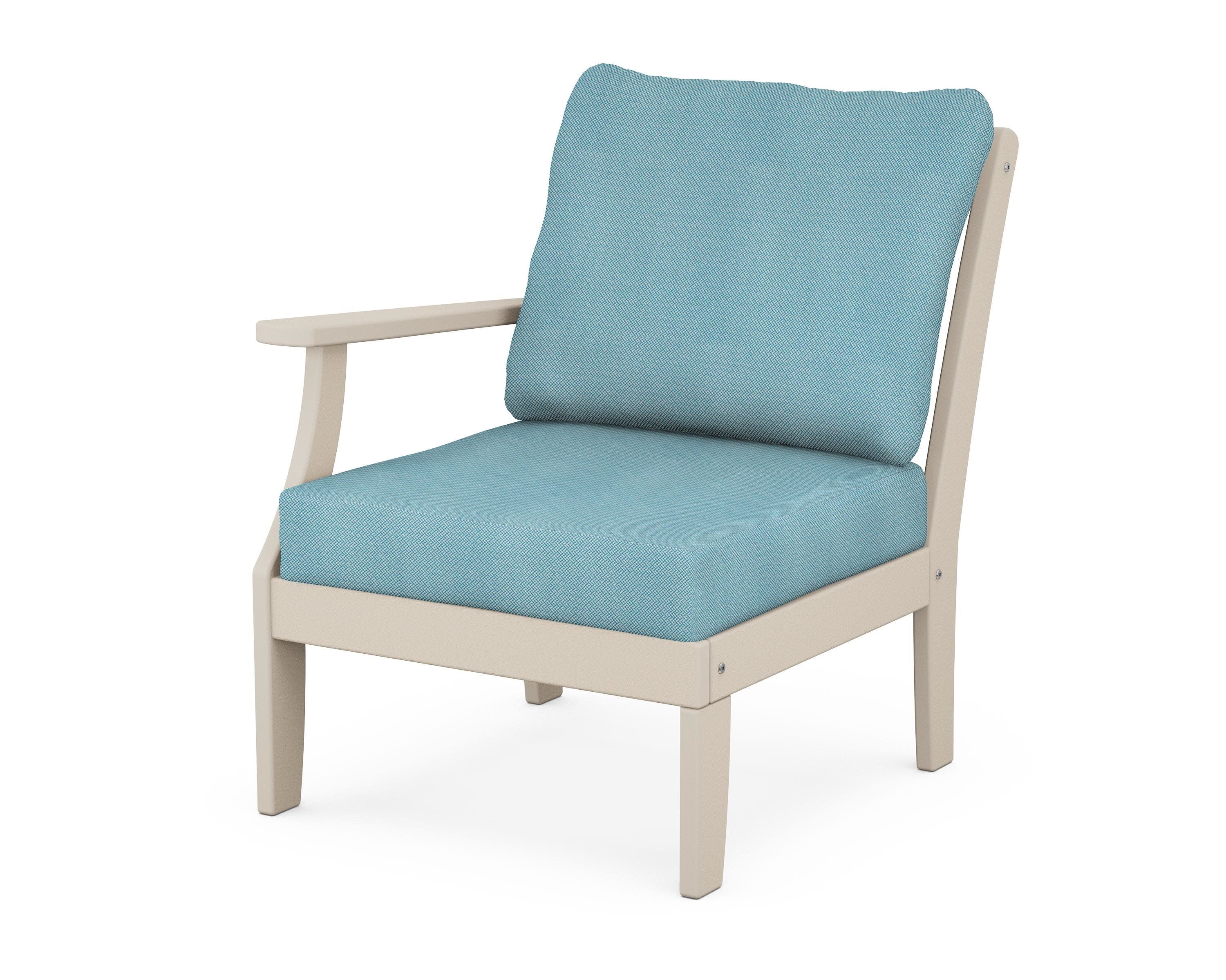 Yacht Club Modular Left Arm Chair in Sand Castle / Lattice Sky Blue