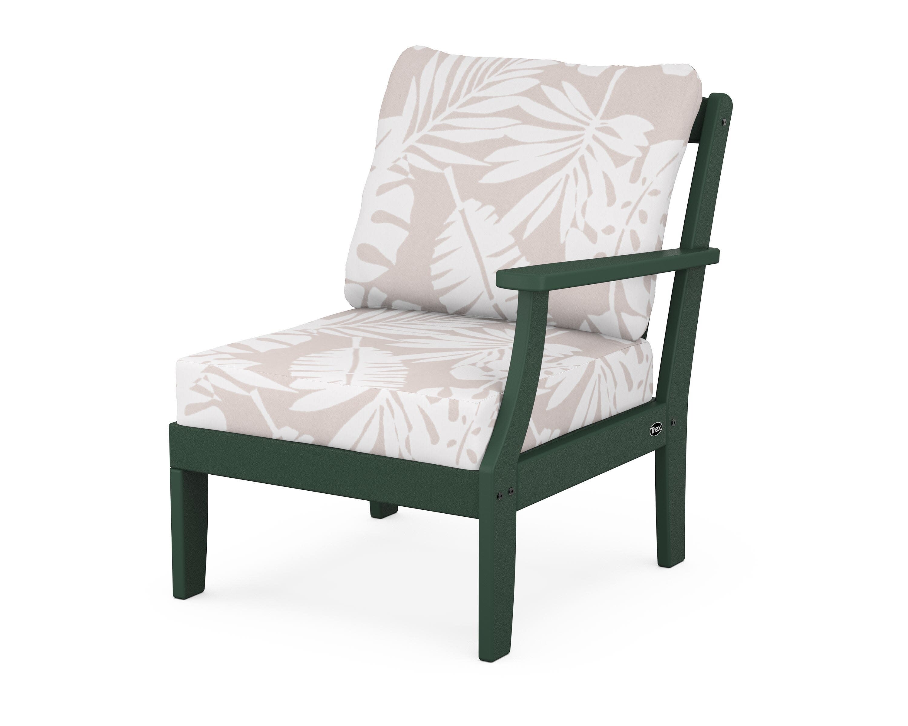 Yacht Club Modular Right Arm Chair in Rainforest Canopy / Leaf Dune Burlap