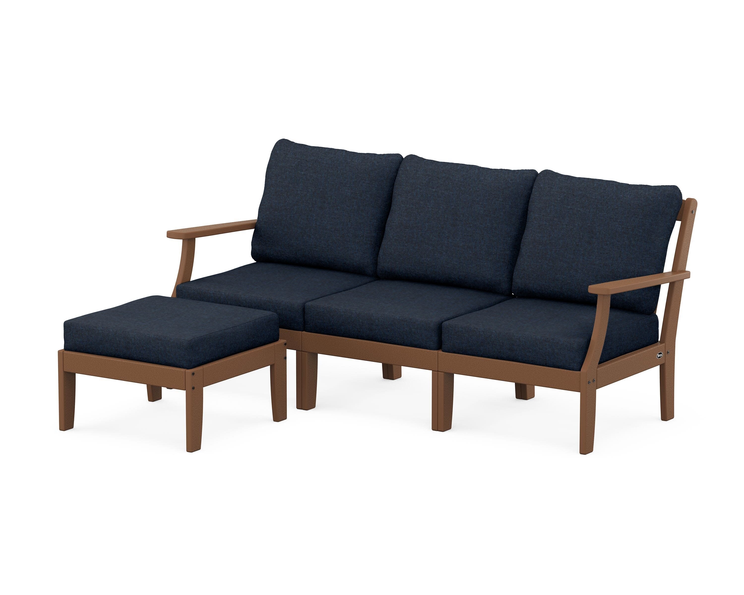 Yacht Club Modular 4-Piece Deep Seating Set with Ottoman in Tree House / Marine Indigo