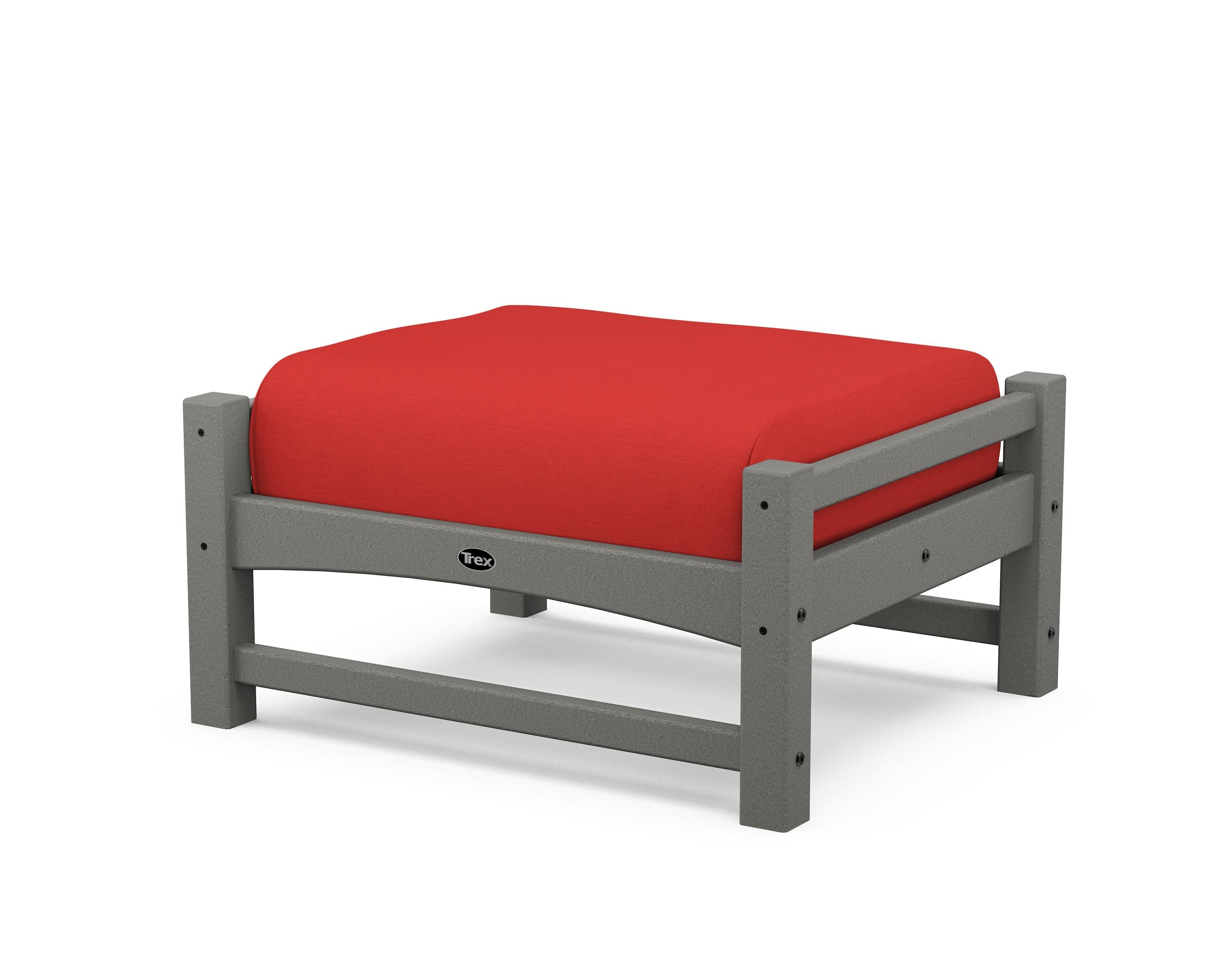 Rockport Club Ottoman in Stepping Stone / Crimson Linen